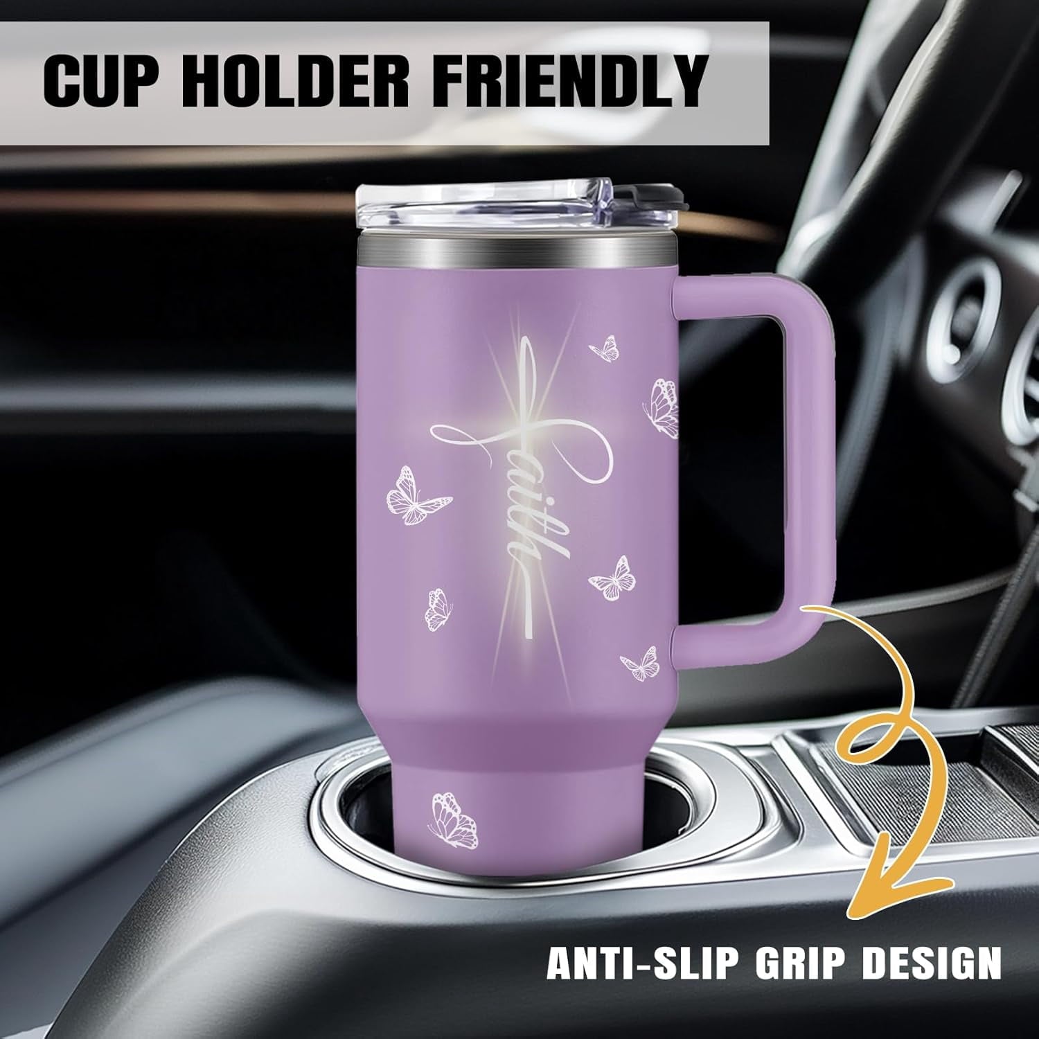 Christian Gifts for Women Faith, 30 Oz Stainless Steel Vacuum Christian Tumbler, Birthday Christmas Graduation Gifts For Women Mom Sister Best Friends, Purple Christmas Coffee Insulated Cup