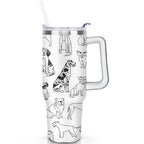 Gift for Dog Lovers Cute Dog Tumbler for Women - 40oz Dog Tumblers with Handle Straw and Lid Tumbler Cup Travel Coffee Mug