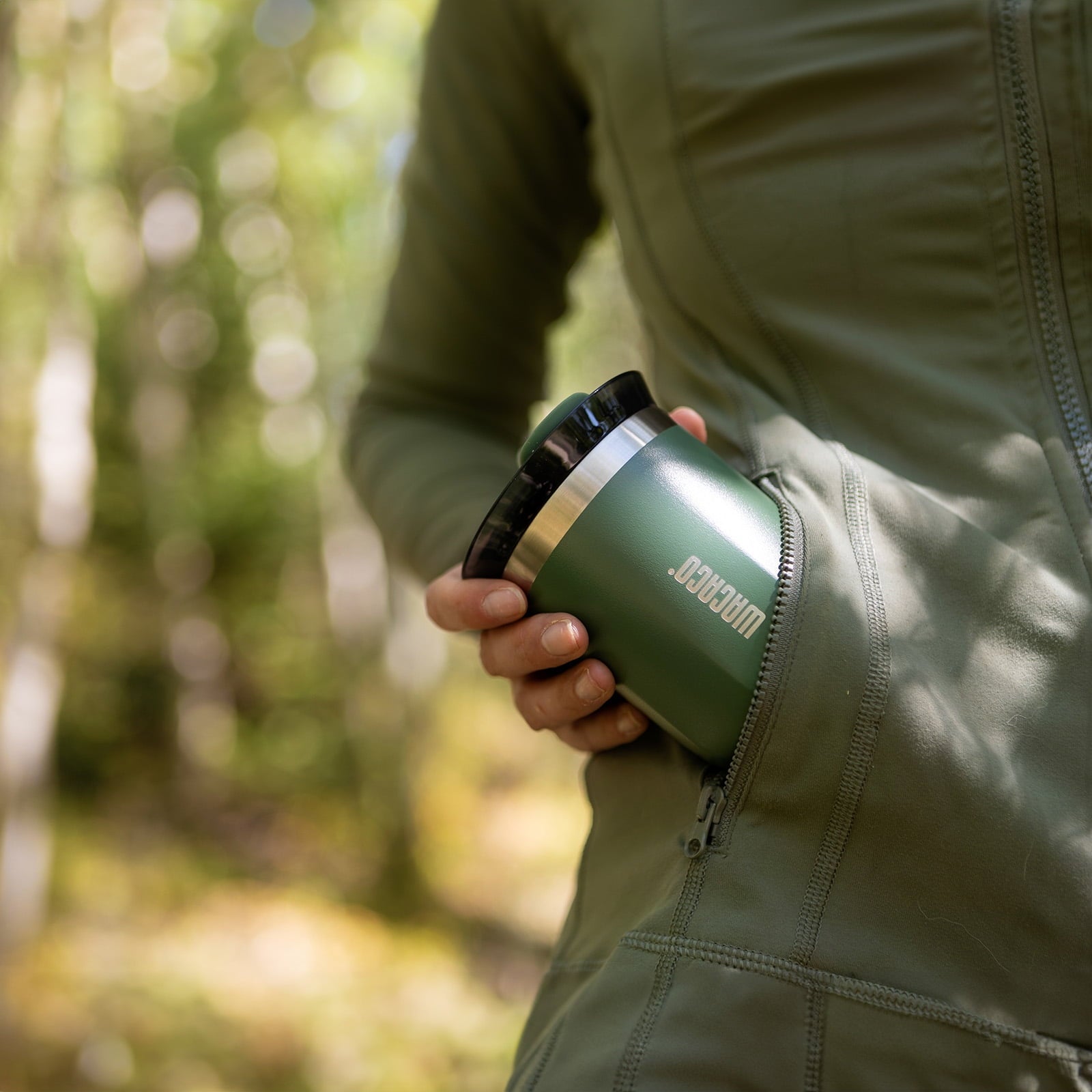 WACACO Octaroma Classico Vacuum Insulated Coffee Mug, Double-wall Stainless Steel Travel Tumbler With Drinking Lid, 6 fl oz (180ml), Pomona Green