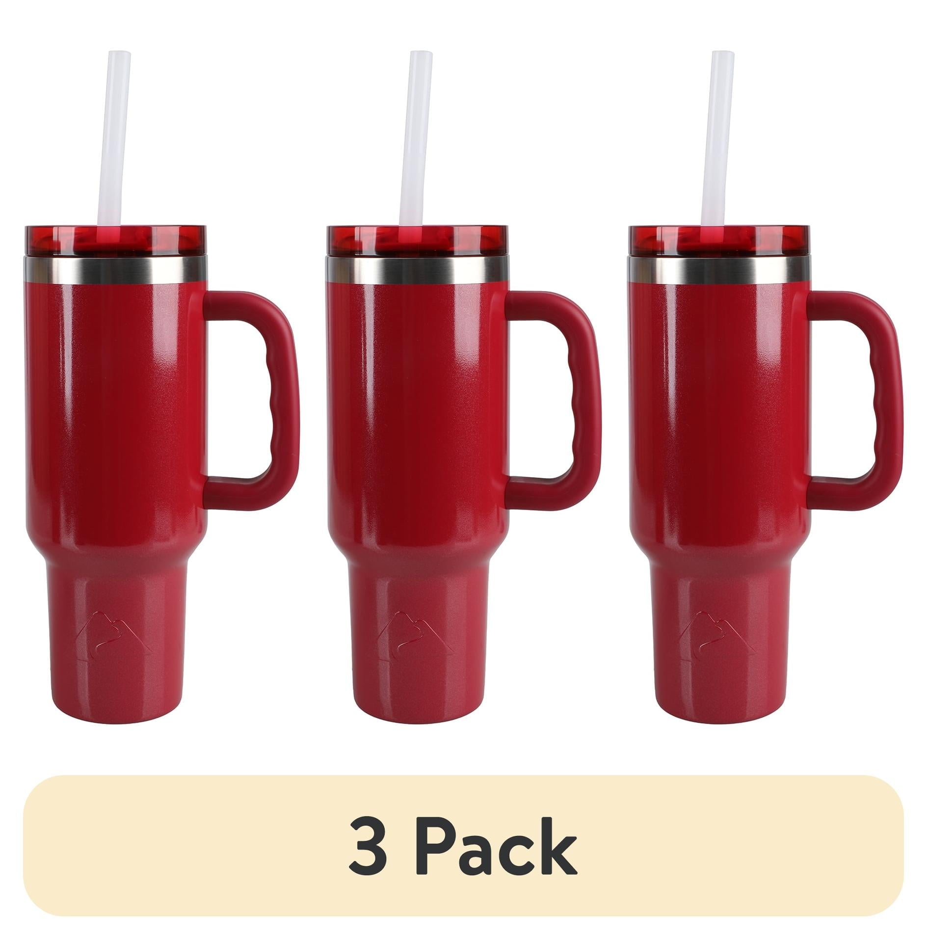 (6 pack) Ozark Trail 40 oz Stainless Steel Insulated Tumbler with Handle, Black - Insulated Tumbler