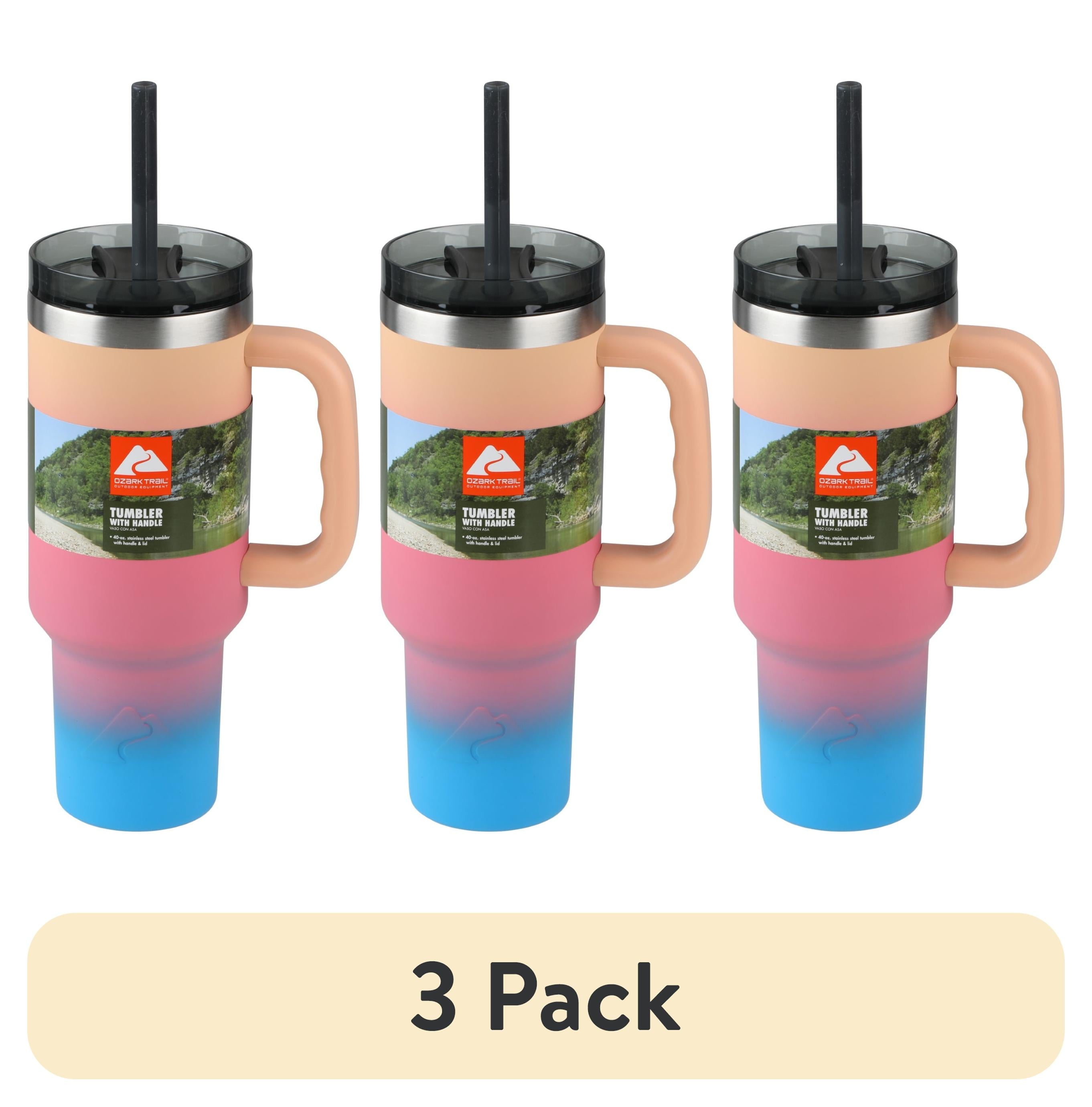 (6 pack) Ozark Trail 40 oz Stainless Steel Insulated Tumbler with Handle, Black - Insulated Tumbler