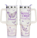 30 Oz Christian Tumbler with Handle and Straw - Insulated Travel Mug Cup, Leakproof Water Bottle - Religious Christian Gifts for Women, Men - Birthday Christmas Present for Her, Friends, Mom