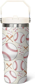 30 oz Baseball Coffee Mug Cup Vacuum Insulated Travel Tumbler with Handle Lid and Straw,Baseball Coach Gifts,Baseball Accessories Stuff