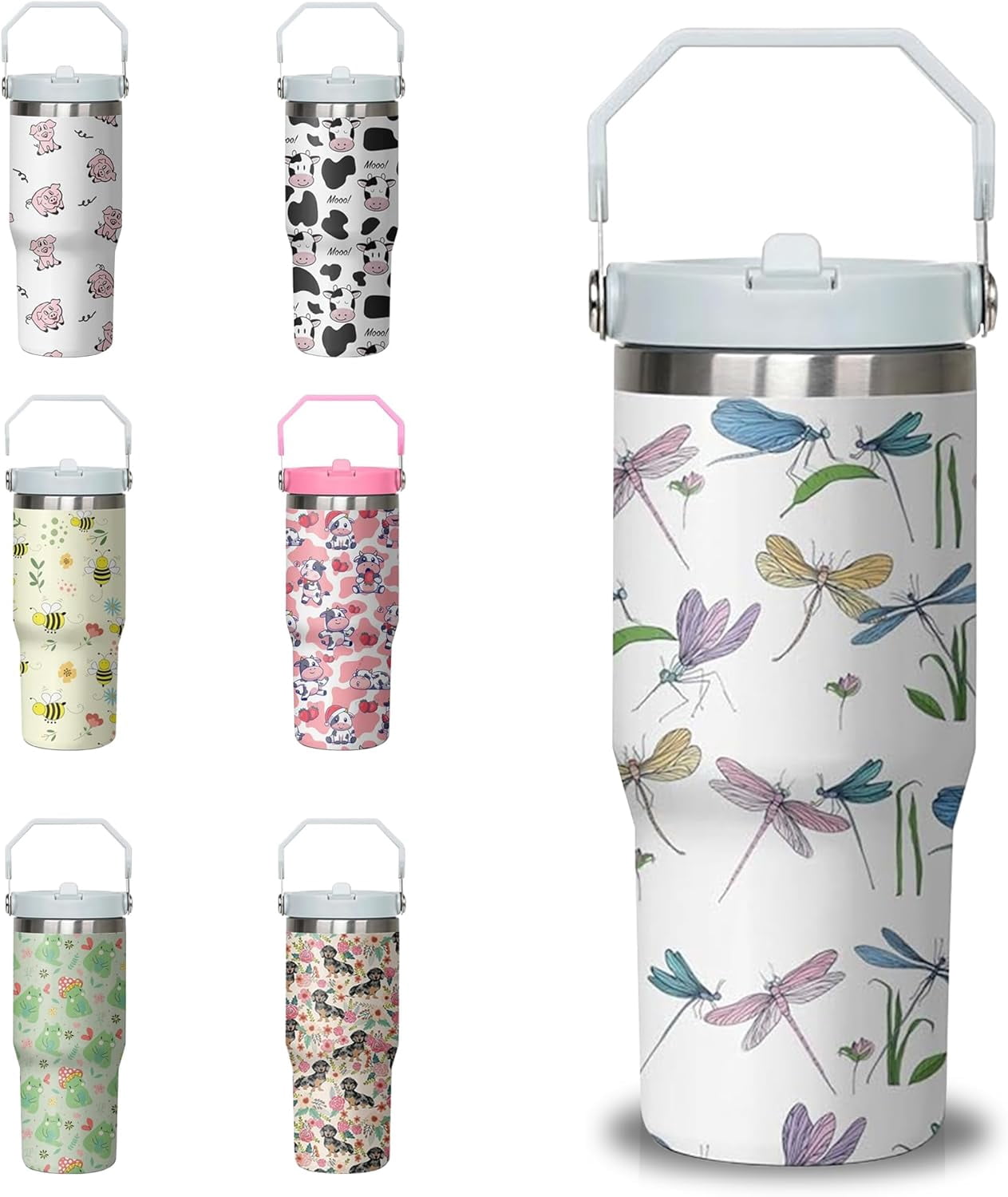 30 oz Chicken Tumbler with Handle and Flip Straw, Stainless Steel Double Insulated Cup with Lid and Straw, Travel Coffee Mug Water Bottle,Christmas Birthday Mothers Day Gifts for Women Animal Lovers - Tumbler
