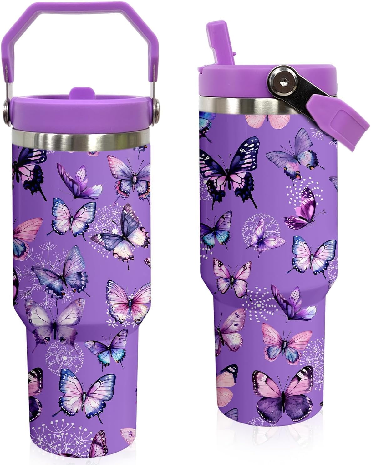 Elephant Mug 30 oz Tumbler with Handle Flip Straw Leak Proof - Elephant Gifts for Women 30oz Tumbler 30 Ounce Travel Coffee Mug - Birthday Gifts for Women Friend Daughter Lover - Tumbler
