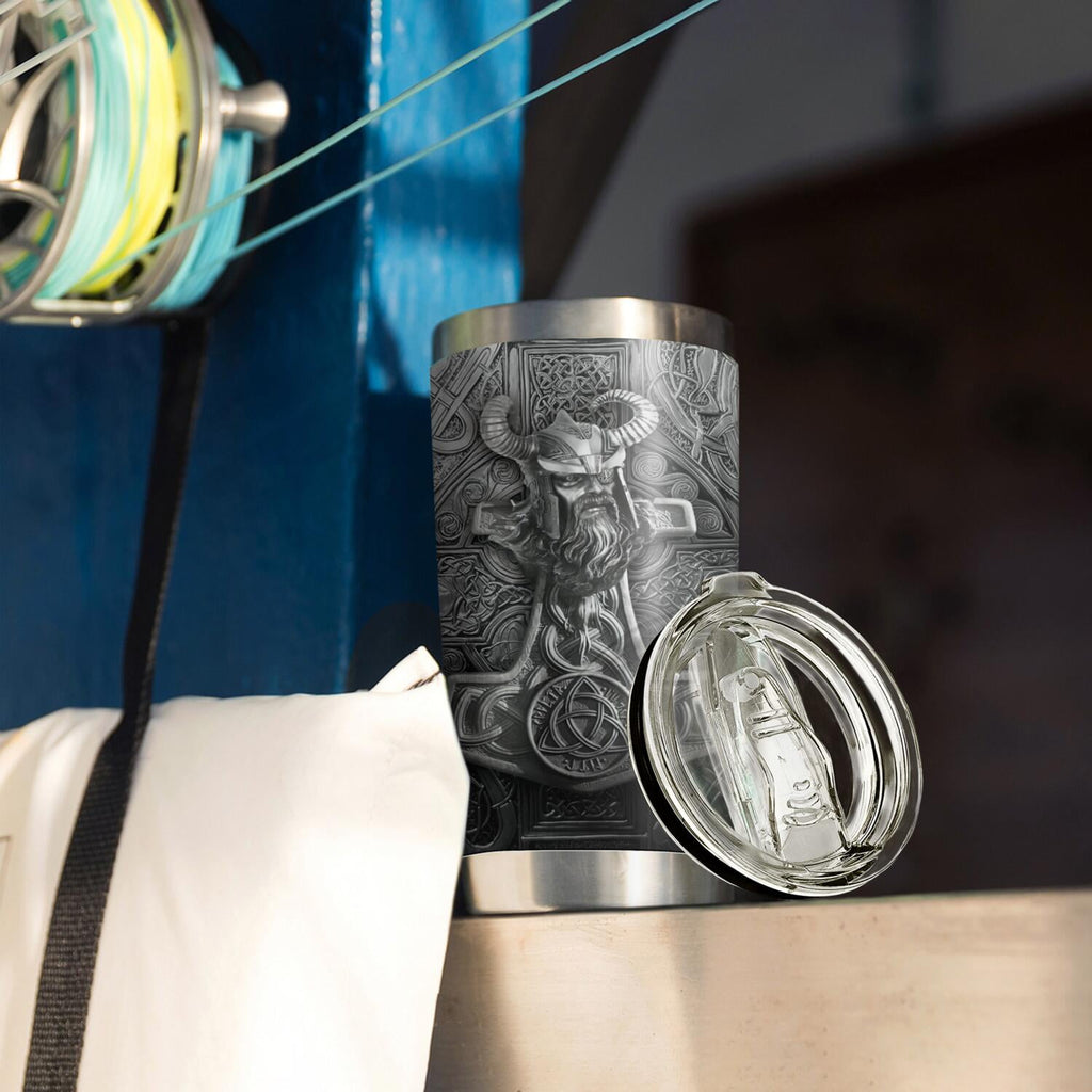 20oz Viking Gifts for Men, Norse Mythology Gifts, Valentines Day Gifts for Him, Dad, Son, Husband, Unique Birthday Gifts for Men, American Viking Tumbler Cup, Travel Coffee Mug with Lid