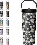 30oz Tie Dye Print Tumbler with Handle Flip Straw Tie Dye Print Coffee Mug with Handle Leak Proof Insulated Tumbler Tie Dye Gifts for Women - Tumbler