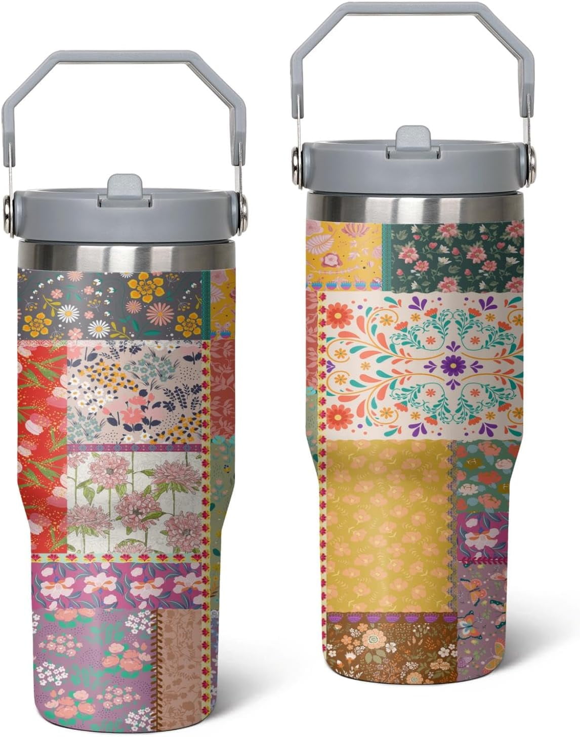 30oz Tie Dye Print Tumbler with Handle Flip Straw Tie Dye Print Coffee Mug with Handle Leak Proof Insulated Tumbler Tie Dye Gifts for Women - Tumbler
