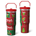 30oz Stainless Steel Tumbler with Lid and Straw,Spill Proof Travel Cup Double Wall Vacuum Insulated Coffee Mug with Top Handle Light-green - Insulated Tumbler