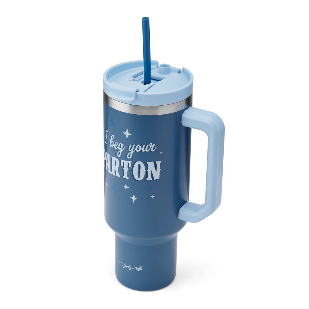 Dolly Parton 40 oz Stainless Steel Tumbler with Handle Blue