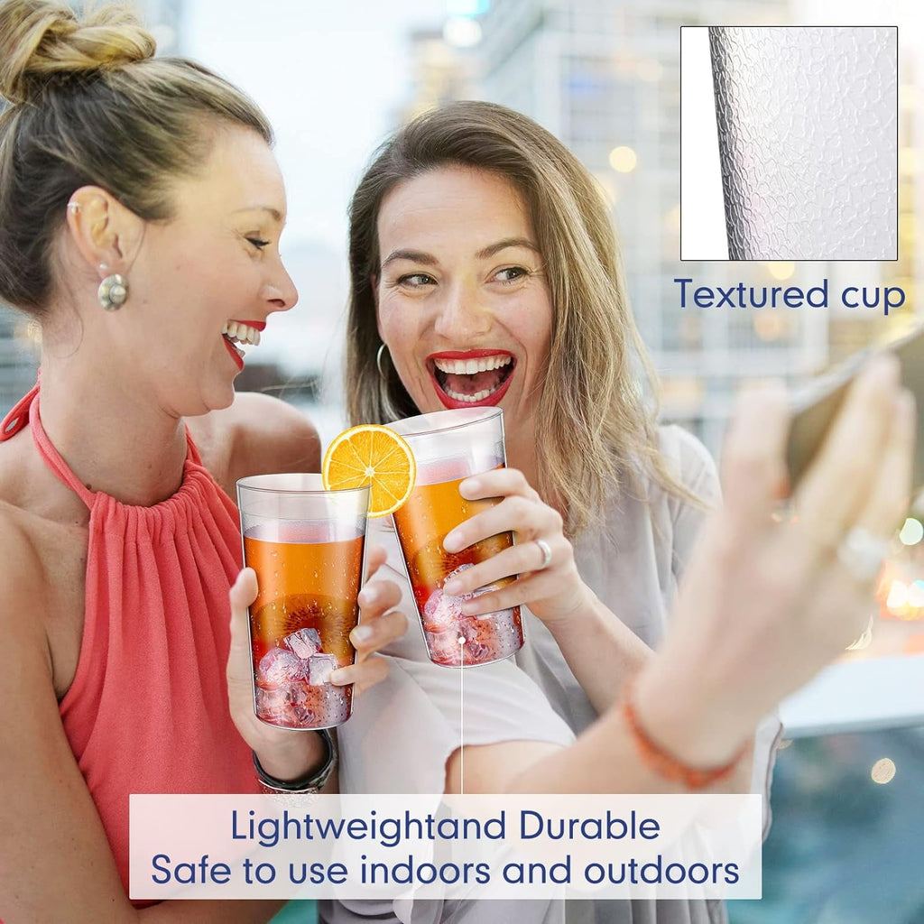 Plastic Tumblers Set Of 8,Plastic Drinking Glasses ,16 OZ Clear Plastic Cups Dishwasher Safe Tumbler Cups Reusable Set,Restaurant Style Drinking Glasses for Kitchen Party Unbreakable Kids Cups