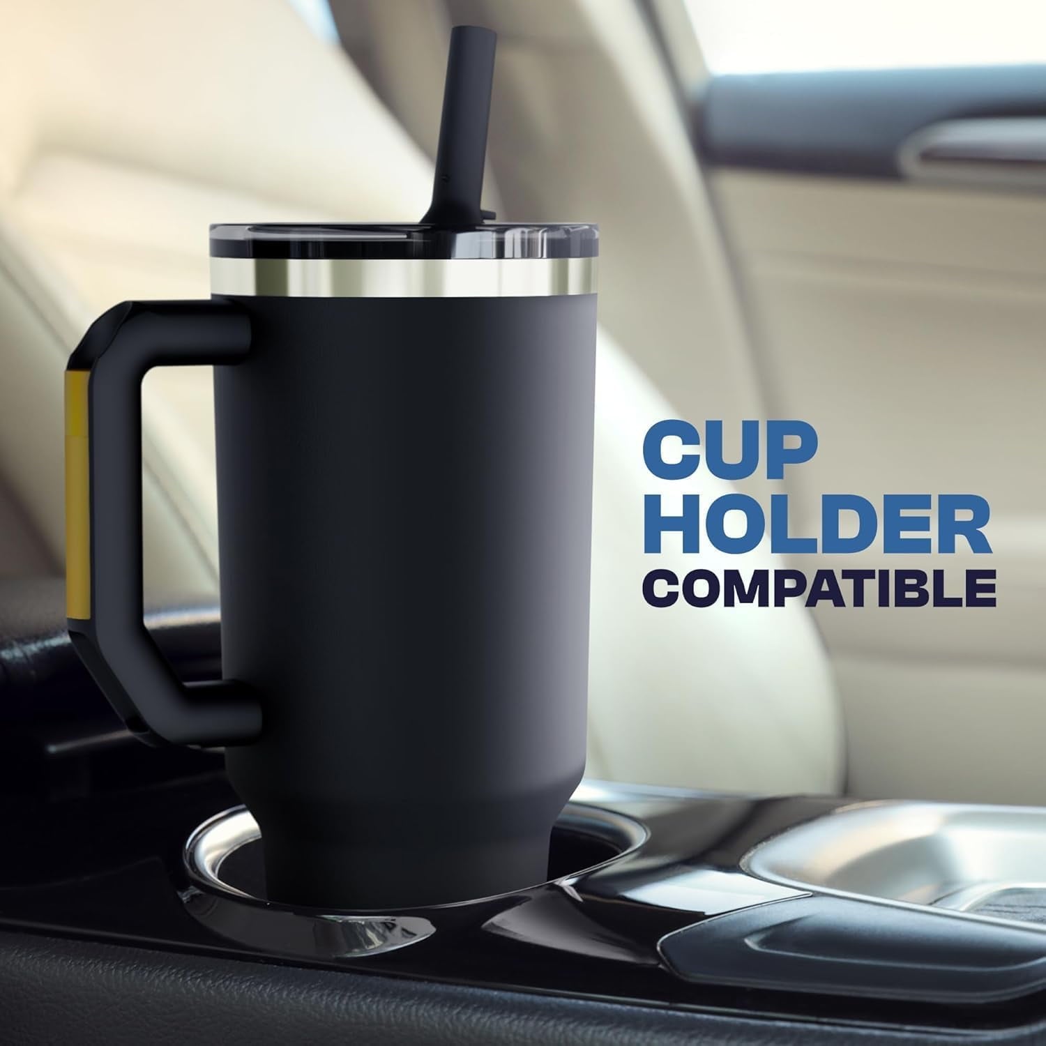 Thicc Buddy - 40 oz Stainless Steel Vacuum Insulated Tumbler with Lid and Straw for Water - Travel Mug Cupholder Friendly - Gifts for Women Men Him Her
