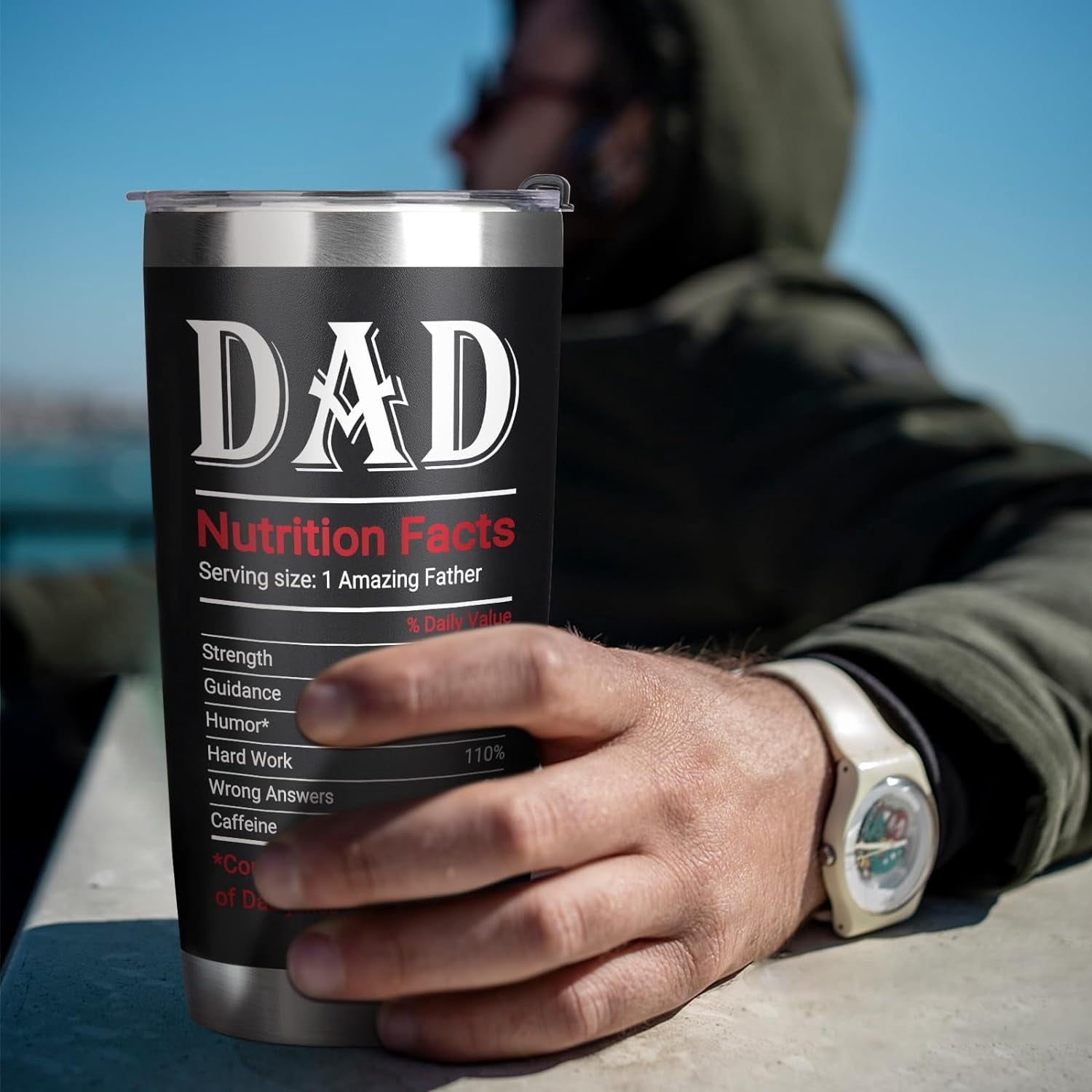 Gifts for Dad, Funny Dad Tumbler 20 Oz-Awesome Like My Daughter, Birthday Gifts for Dad from Daughter, Father''s Day Gifts for Dad Step Dad, Best Dad Christmas Gifts Coffee Cup