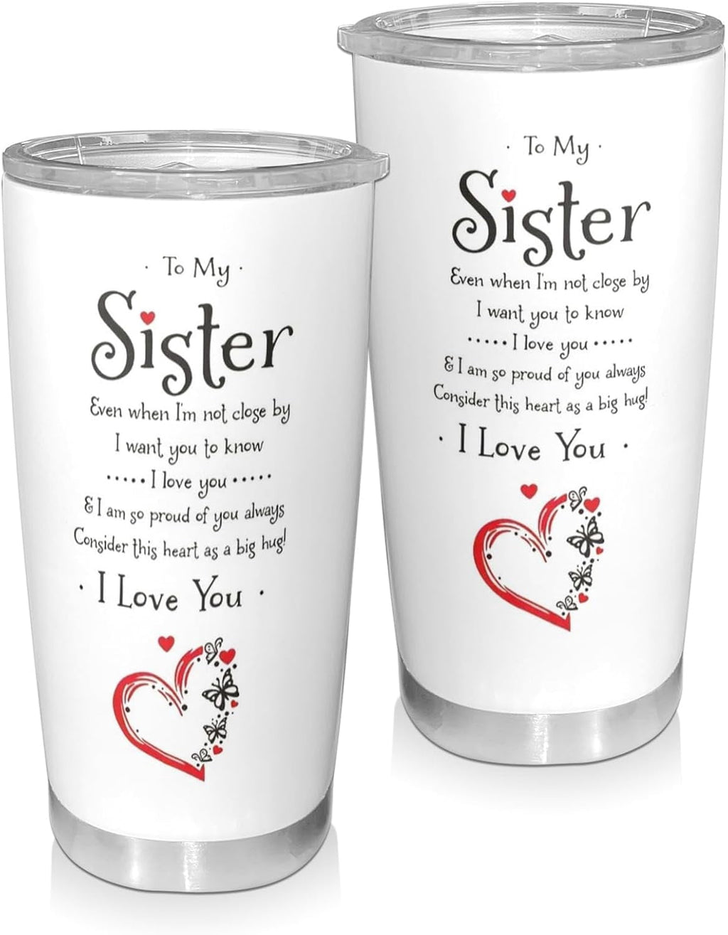 20 oz Sister Tumbler - Stainless Steel Insulated Travel Mug with Handle, Lid, Straw, Leak-proof, Non-slip Reusable Mug, Suitable as a Friend, Sister, Sister Gift - Suitable for Christmas