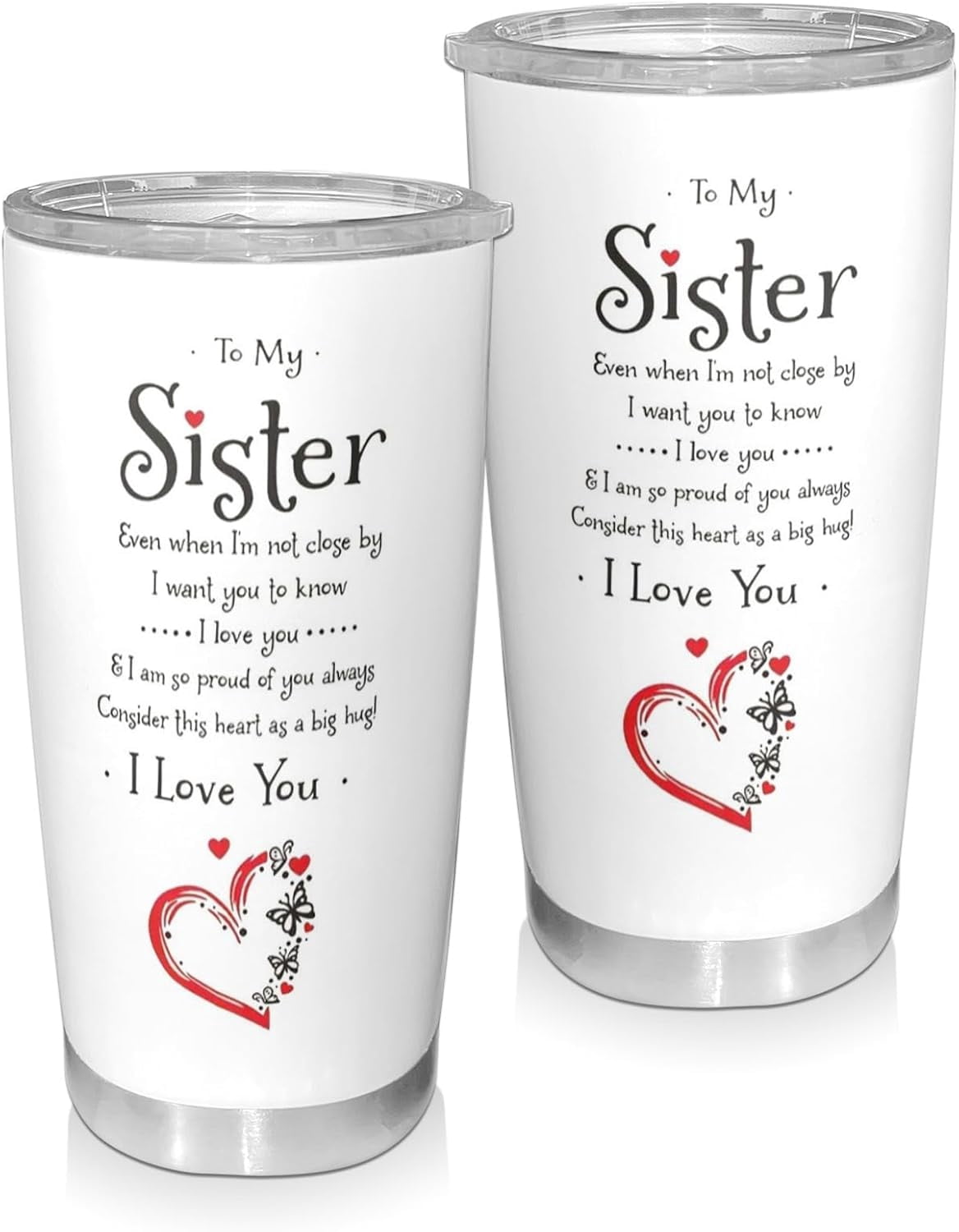 20 oz Sister Tumbler - Stainless Steel Insulated Travel Mug with Handle, Lid, Straw, Leak-proof, Non-slip Reusable Mug, Suitable as a Friend, Sister, Sister Gift - Suitable for Christmas
