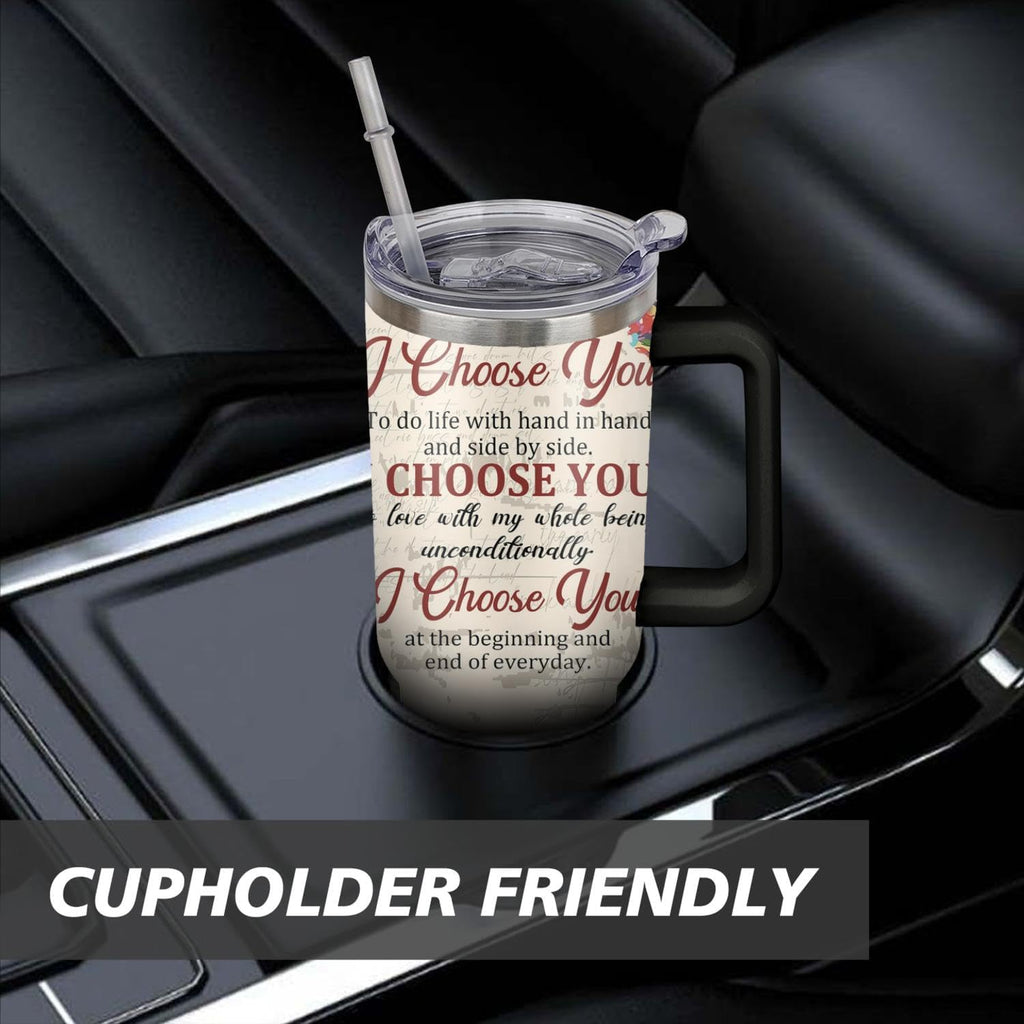 40 Oz Couples Tumbler with Handle and Straw, Anniversary Couple Insulated Couples Mugs, Couples Engagement Gift Cup for Couples, Valentine Couple Coffee Mugs Engagement Gifts for Couples