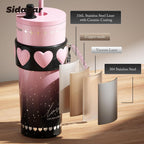 Sidagar 24oz Ceramic Coated Insulated Tumbler with Straw, Gift Travel Mug for Women and Couples, Pink