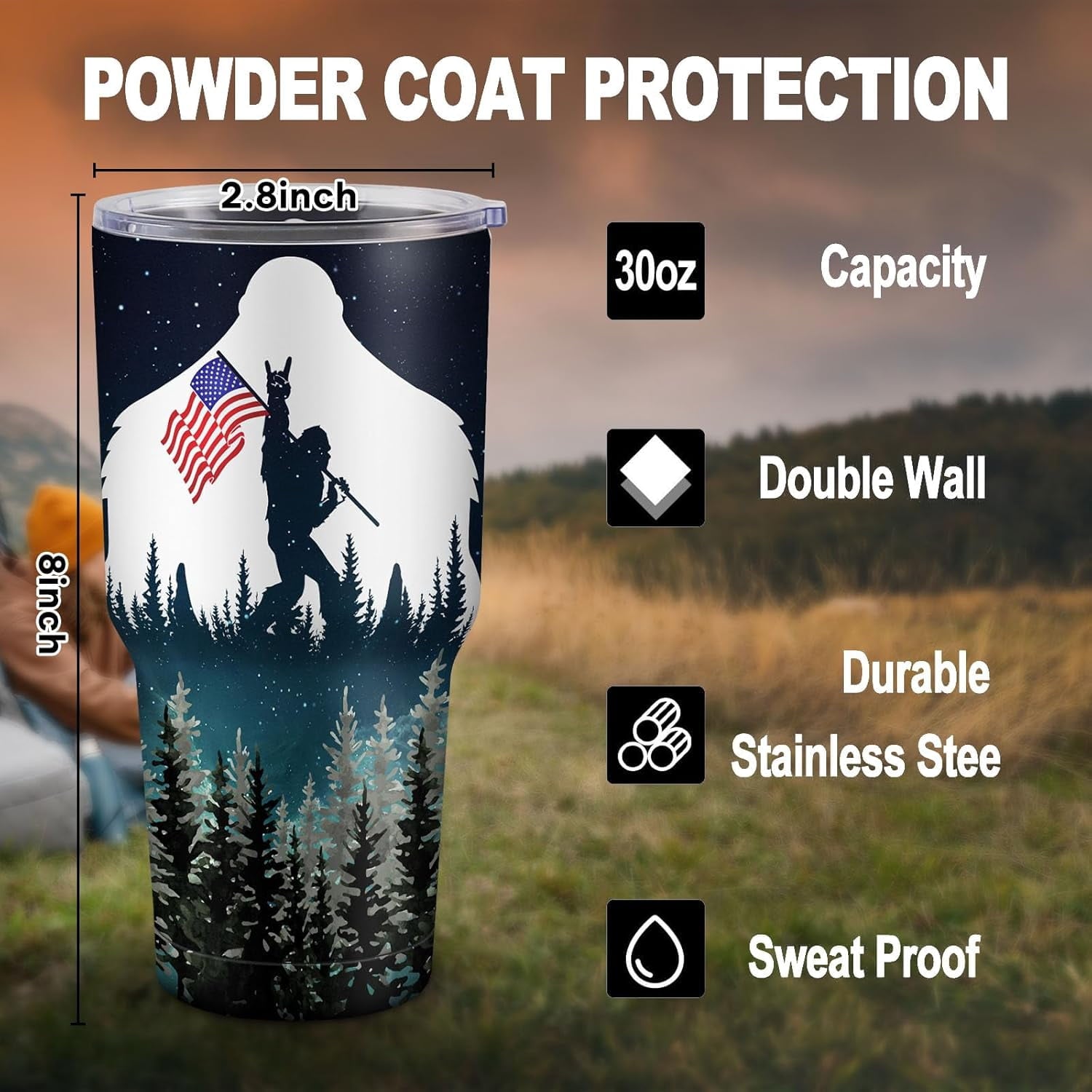 Bigfoot Gifts - Bigfoot Tumbler, Sasquatch Gifts, Big Foot Sasquatch Gifts, Big foot Gifts for Men Women, Gifts for Bigfoot Lovers, 30oz Tumbler with Lid