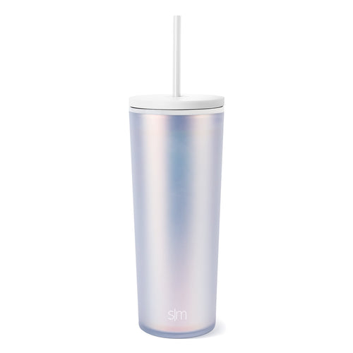 (3 pack) Simple Modern 24 fl oz Double Wall Plastic Classic Tumbler with Straw|Opalescent