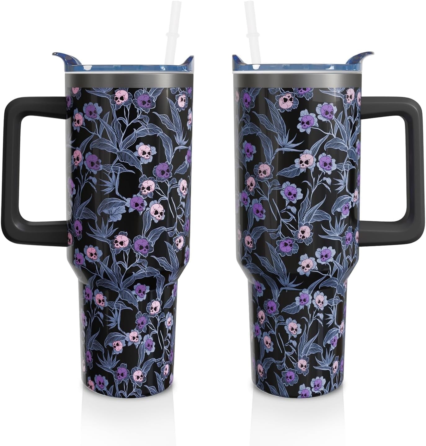 40 Oz Tumbler with Handle and Straw, Cute Stainless Steel Double Walled Vacuum Insulated Cup, Holiday Gifts for Women Girls - Insulated Tumbler