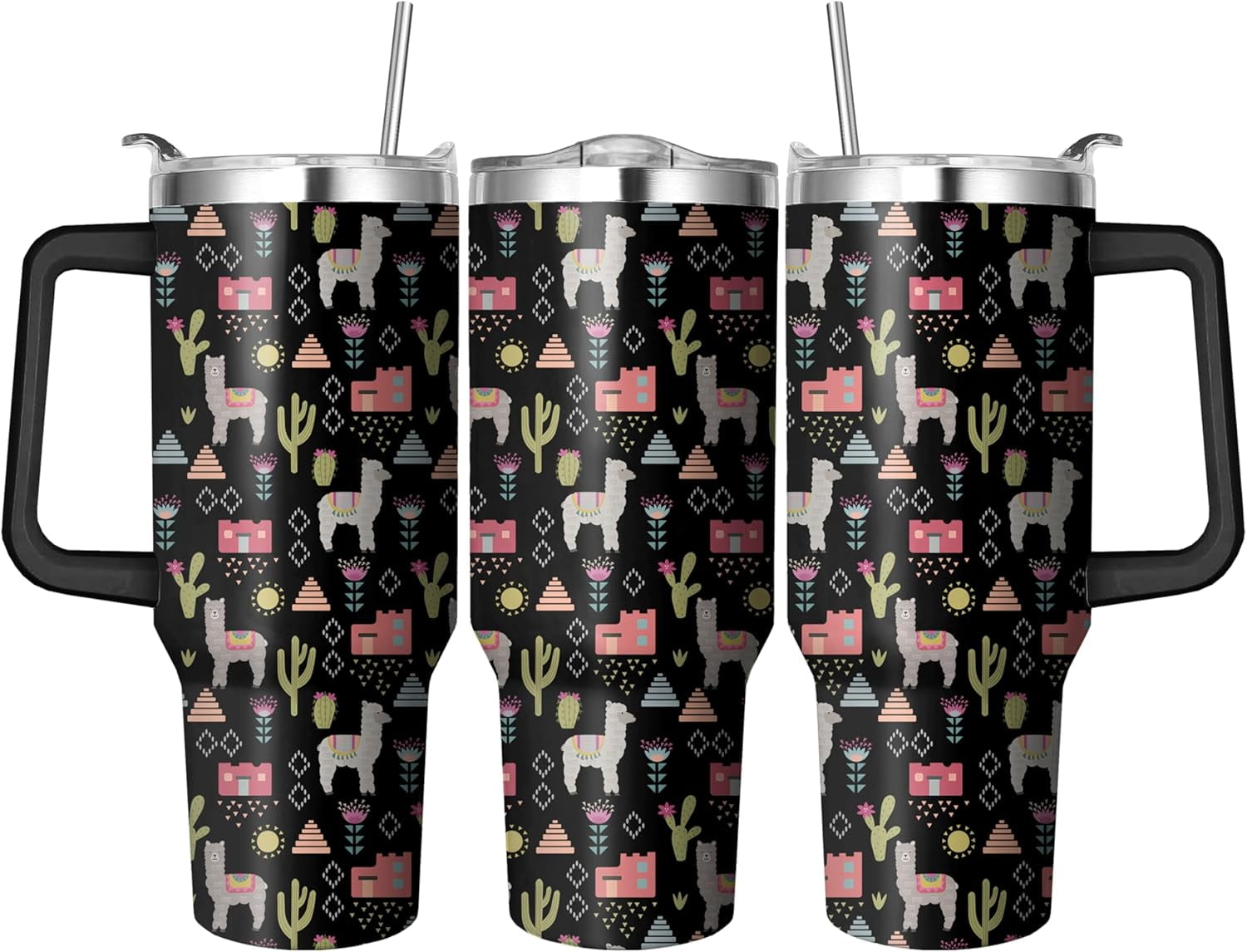 40 Oz Horse Tumbler with Straw and Handle, Double Wall Stainless Steel Horse Mugs for Horse Lovers, Horse Gifts for Women Insulated Horse Cups, 40 Oz Horse Coffee Cup Gifts for Horse Lovers Women - Insulated Tumbler
