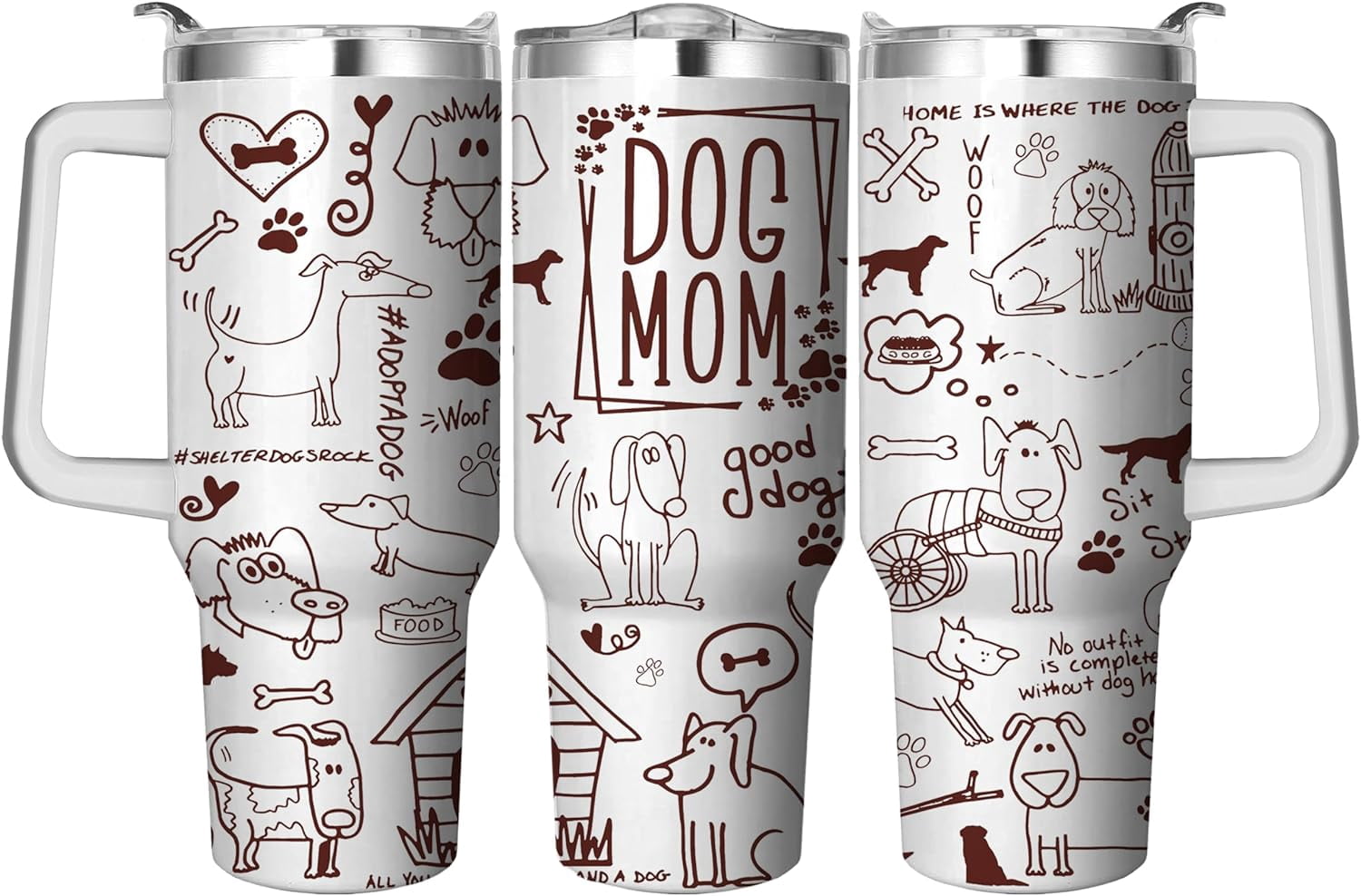 40 Oz Tumbler with Handle and Straw, Double Wall Coffee Travel Mug Spill Proof Leak Proof, Reusable Insulated Water Bottle 40 Oz, Stainless Steel Cup with Handle and Straw Gifts for Women - Tumbler