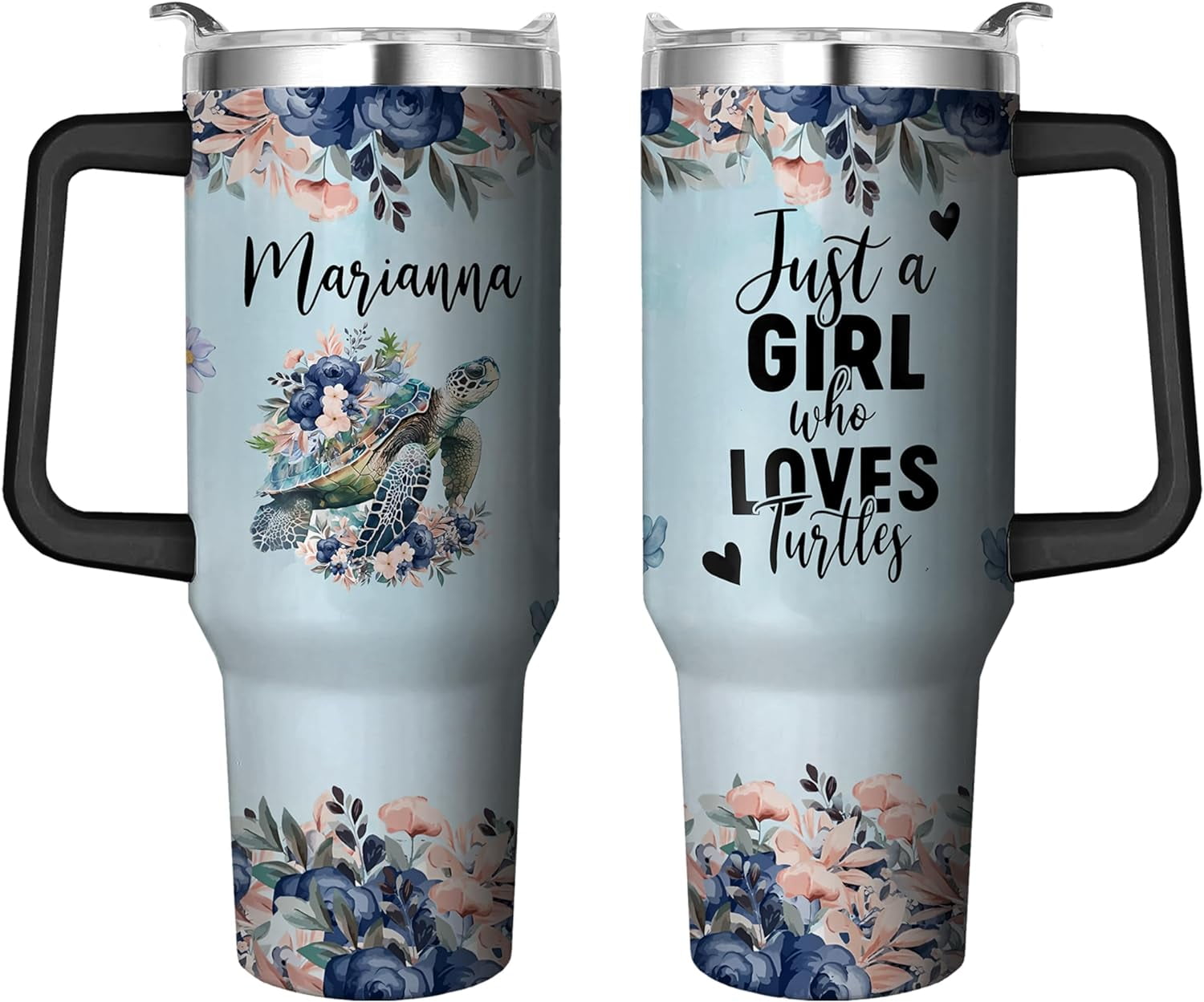 40 Oz Tumbler with Handle and Straw, Double Wall Coffee Travel Mug Spill Proof Leak Proof, Reusable Insulated Water Bottle 40 Oz, Stainless Steel Cup with Handle and Straw Gifts for Women - Tumbler