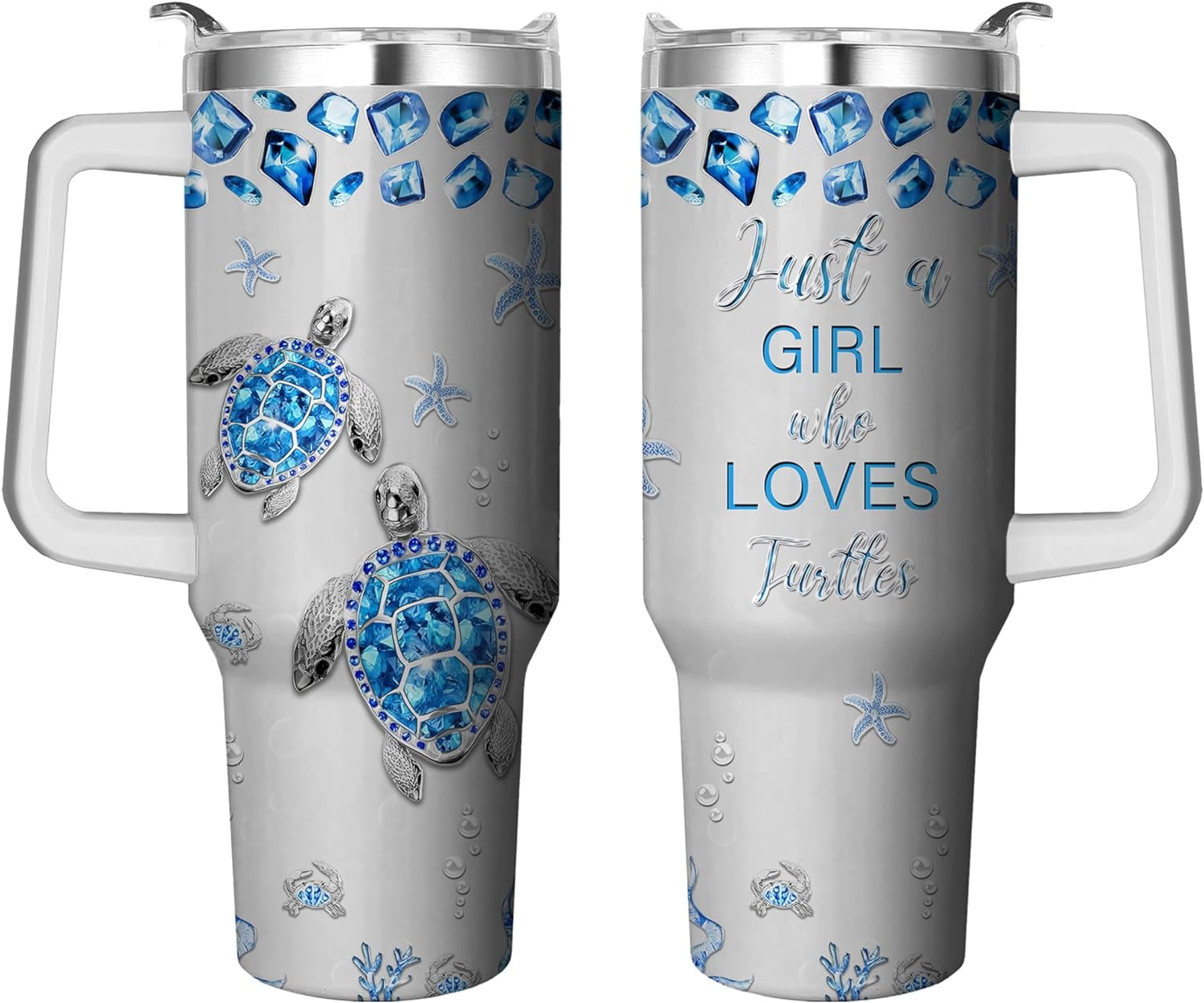 40 Oz Tumbler with Handle and Straw, Double Wall Coffee Travel Mug Spill Proof Leak Proof, Reusable Insulated Water Bottle 40 Oz, Stainless Steel Cup with Handle and Straw Gifts for Women - Insulated Tumbler