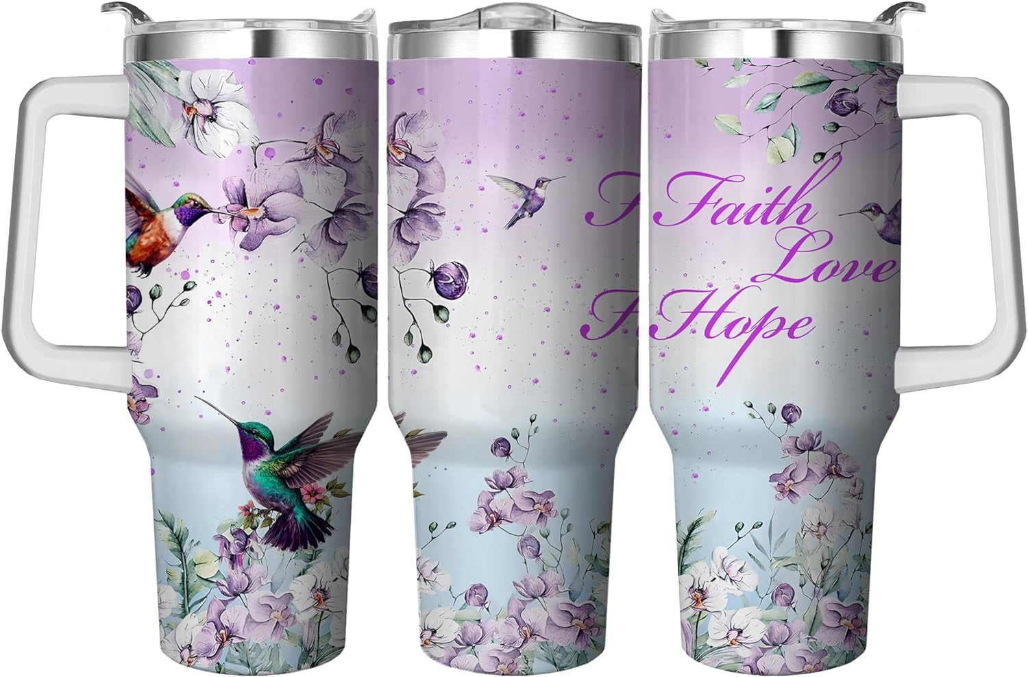 40 Oz Tumbler with Handle and Straw, Double Wall Coffee Travel Mug Spill Proof Leak Proof, Reusable Insulated Water Bottle 40 Oz, Stainless Steel Cup with Handle and Straw Gifts for Women - Tumbler