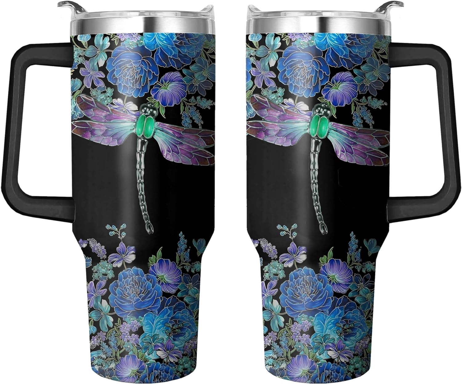 40 Oz Tumbler with Handle and Straw, Double Wall Coffee Travel Mug Spill Proof Leak Proof, Reusable Insulated Water Bottle 40 Oz, Stainless Steel Cup with Handle and Straw Gifts for Women - Insulated Tumbler