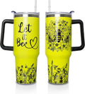 40 oz Tumbler with Handle and Straw Lid, Purple Butterfly Insulated Cup, Double Vacuum Leak Proof Coffee Travel Mug, Flower Stainless Steel Water Bottle Gifts for Women Girls - Insulated Tumbler