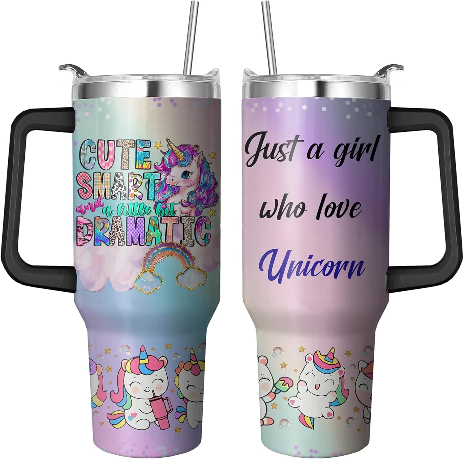 40 Oz Horse Tumbler with Straw and Handle, Double Wall Stainless Steel Horse Mugs for Horse Lovers, Horse Gifts for Women Insulated Horse Cups, 40 Oz Horse Coffee Cup Gifts for Horse Lovers Women - Insulated Tumbler