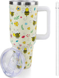 40 oz Frog Mushroom Tumbler with Handle and Straw, Travel Mug Water Bottle, Stainless Steel Insulated Cup with Lid and Straw, Birthday Christmas Gifts - Insulated Tumbler