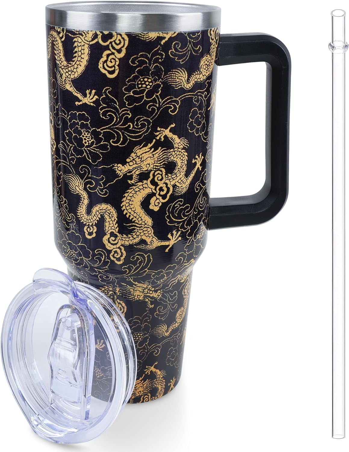 40 oz Frog Mushroom Tumbler with Handle and Straw, Travel Mug Water Bottle, Stainless Steel Insulated Cup with Lid and Straw, Birthday Christmas Gifts - Tumbler