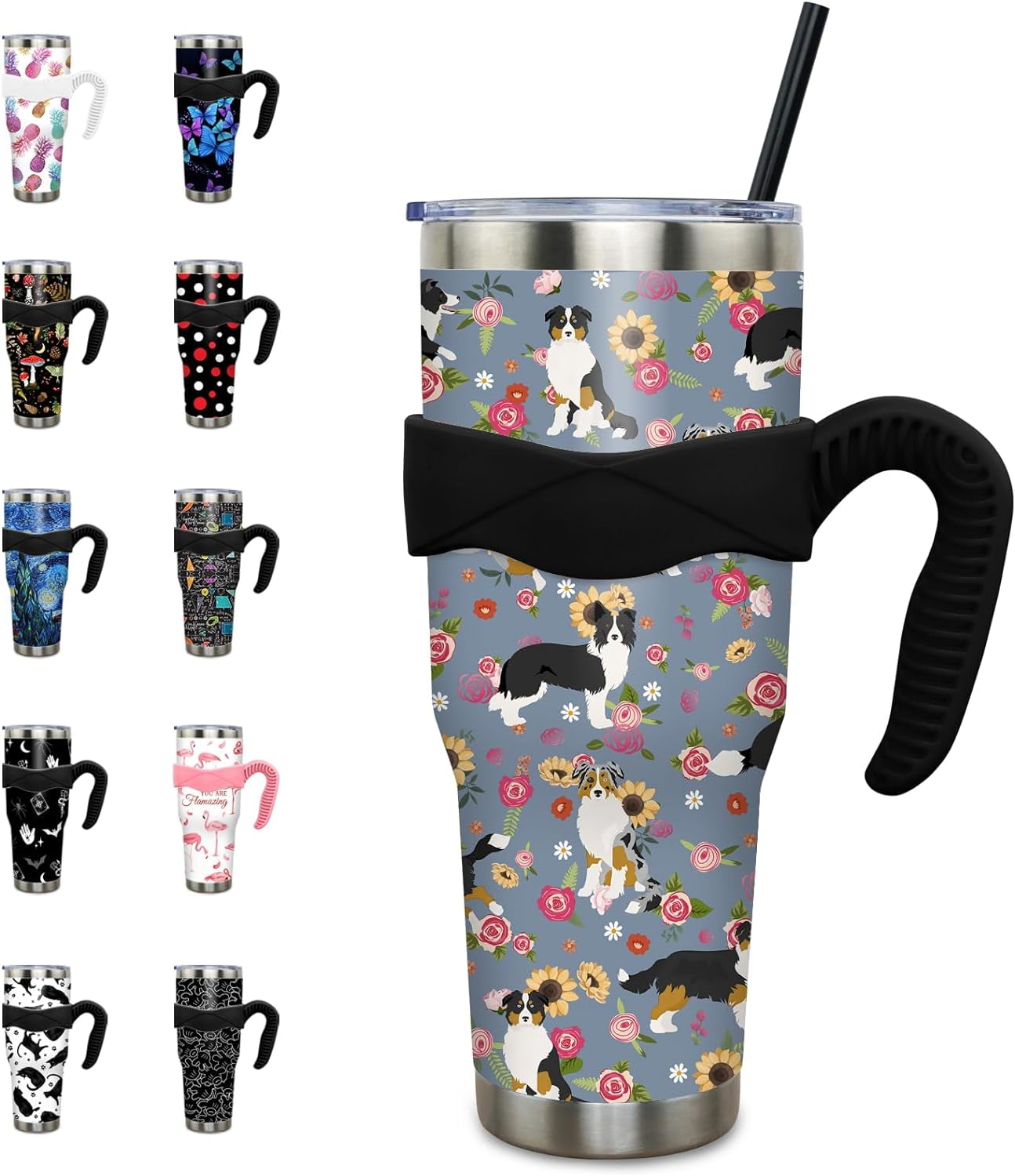 40 oz Tumbler with Handle and Straw 40oz Pink Flamingo Cup Insulated Coffee Travel Mug Spill Proof Leak Proof 40 ounce Stainless Steel Slim 40 oz tumbler with handle and Lid - Tumbler