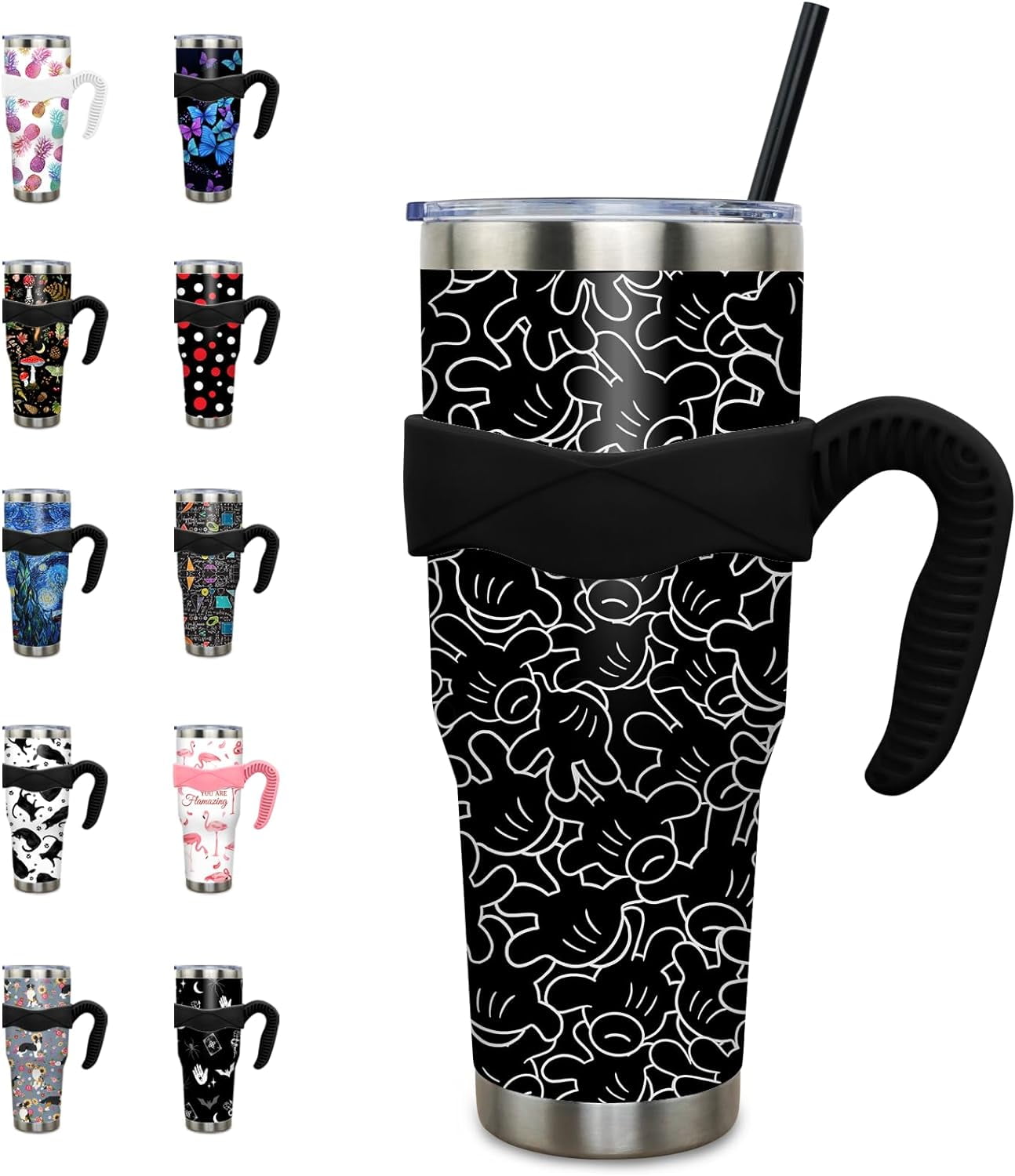 40 oz Tumbler with Handle and Straw 40oz Pink Flamingo Cup Insulated Coffee Travel Mug Spill Proof Leak Proof 40 ounce Stainless Steel Slim 40 oz tumbler with handle and Lid - Tumbler
