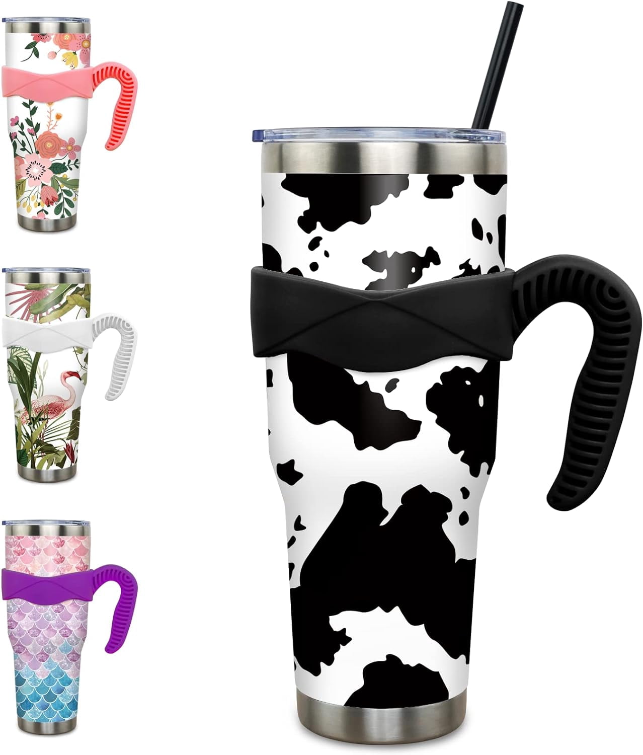 40 oz Tumbler with Handle and Straw 40oz Pink Flamingo Cup Insulated Coffee Travel Mug Spill Proof Leak Proof 40 ounce Stainless Steel Slim 40 oz tumbler with handle and Lid - Tumbler