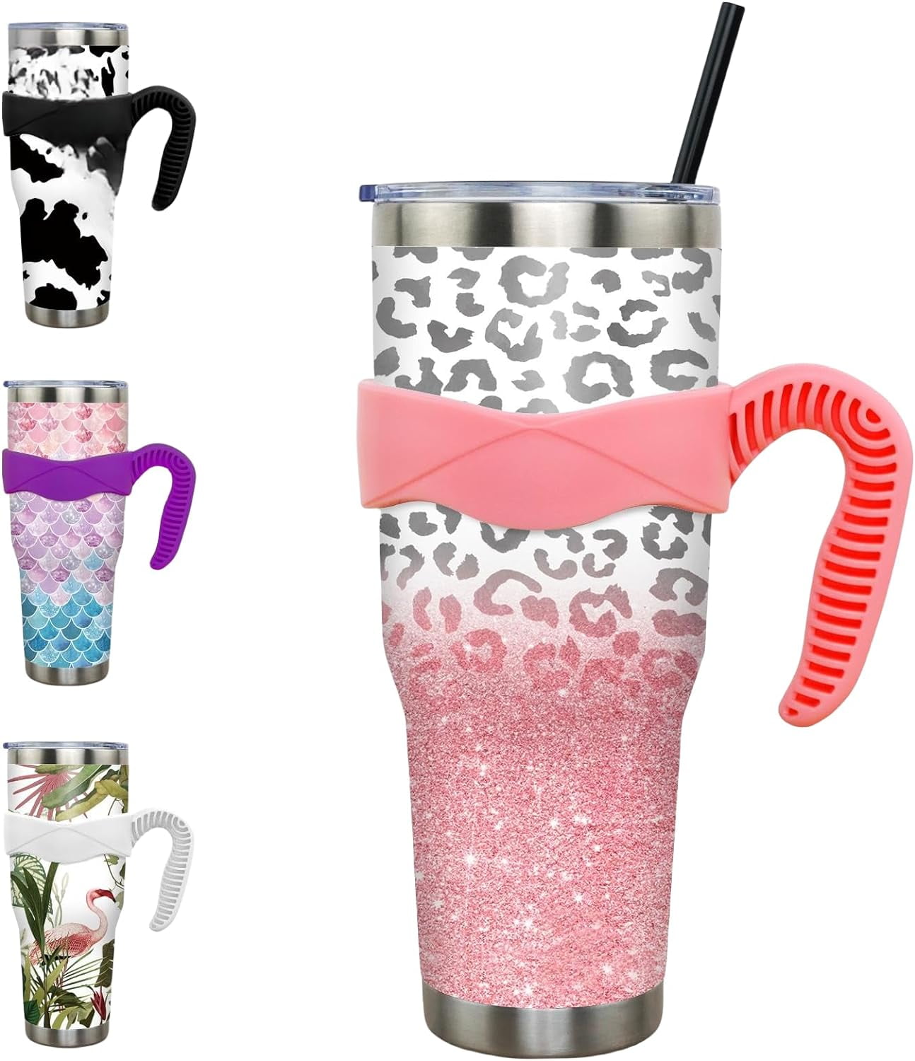 40 oz Tumbler with Handle and Straw 40oz Blue Purple Butterfly Cup Insulated Coffee Travel Mug Spill Proof Leak Proof 40 ounce Stainless Steel Slim 40 oz tumbler with handle and Lid - Tumbler