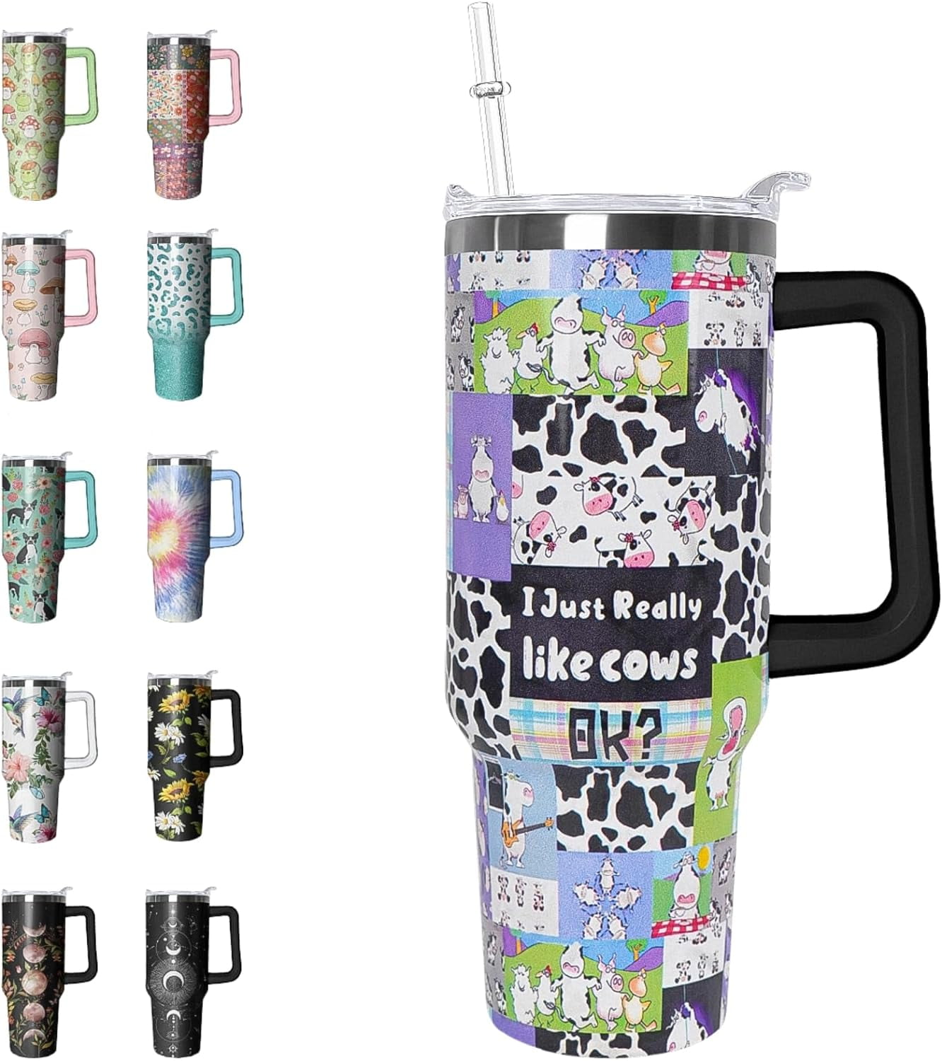 40 oz Tumbler with Handle and Straw Leak Proof Tumbler 40 oz Insulated Cup with Handle Hummingbird Coffee Travel Mug 40 oz Hummingbird Tumbler with Handle Hummingbird Gifts for Women - Tumbler