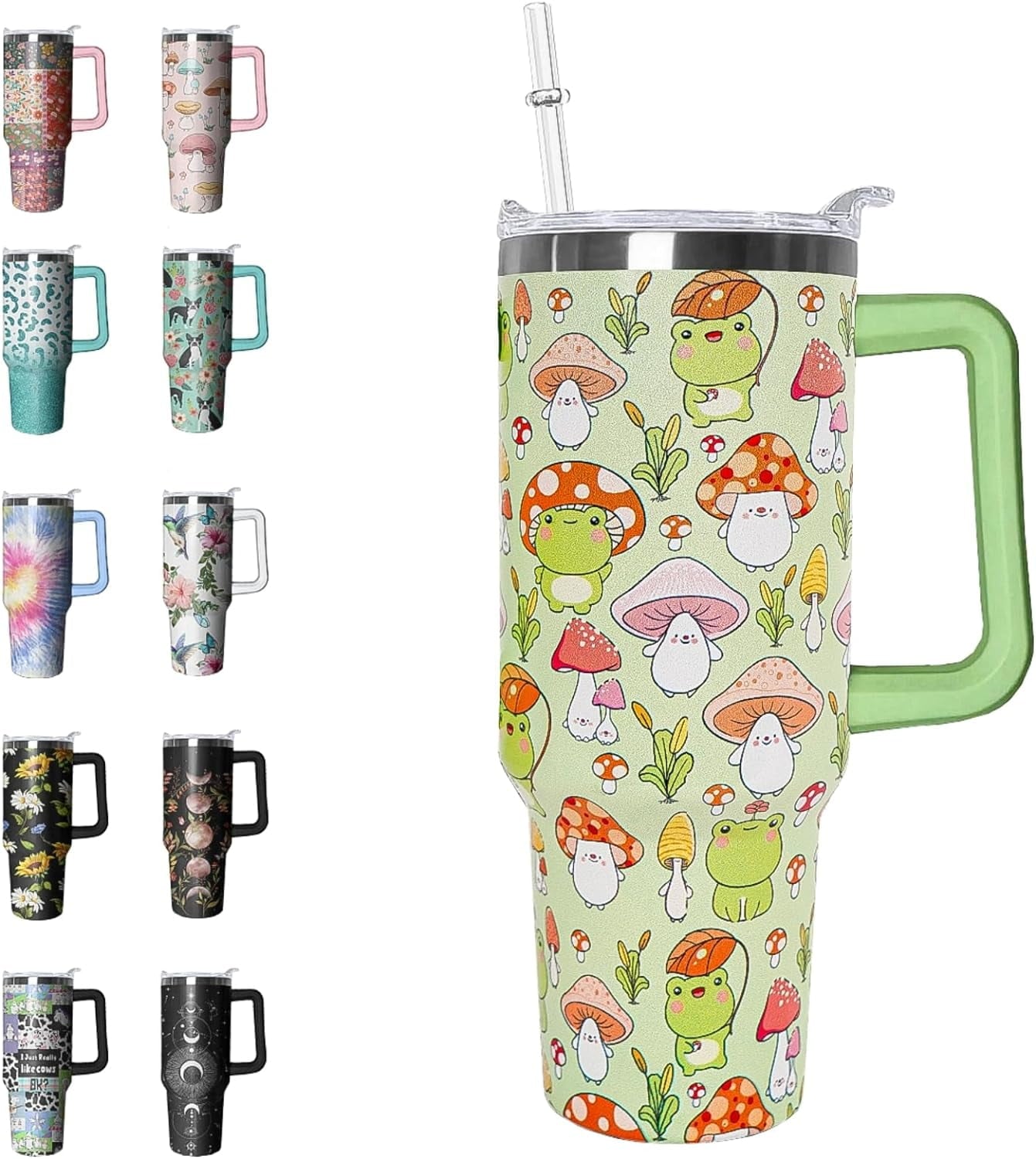 40 oz Tumbler with Handle and Straw Leak Proof Tumbler 40 oz Insulated Cup with Handle Hummingbird Coffee Travel Mug 40 oz Hummingbird Tumbler with Handle Hummingbird Gifts for Women - Insulated Tumbler
