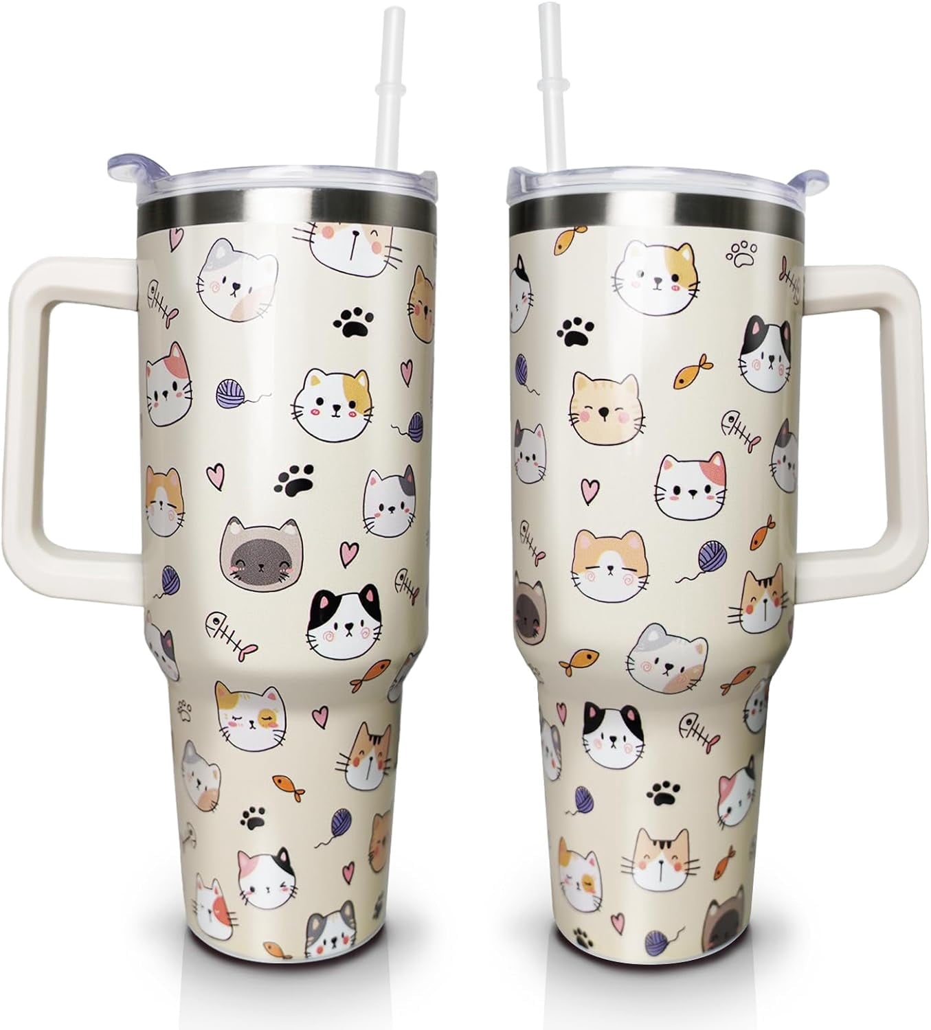 40 oz Tumbler with Handle and Straw Lid, Purple Butterfly Insulated Cup, Double Vacuum Leak Proof Coffee Travel Mug, Flower Stainless Steel Water Bottle Gifts for Women Girls - Tumbler