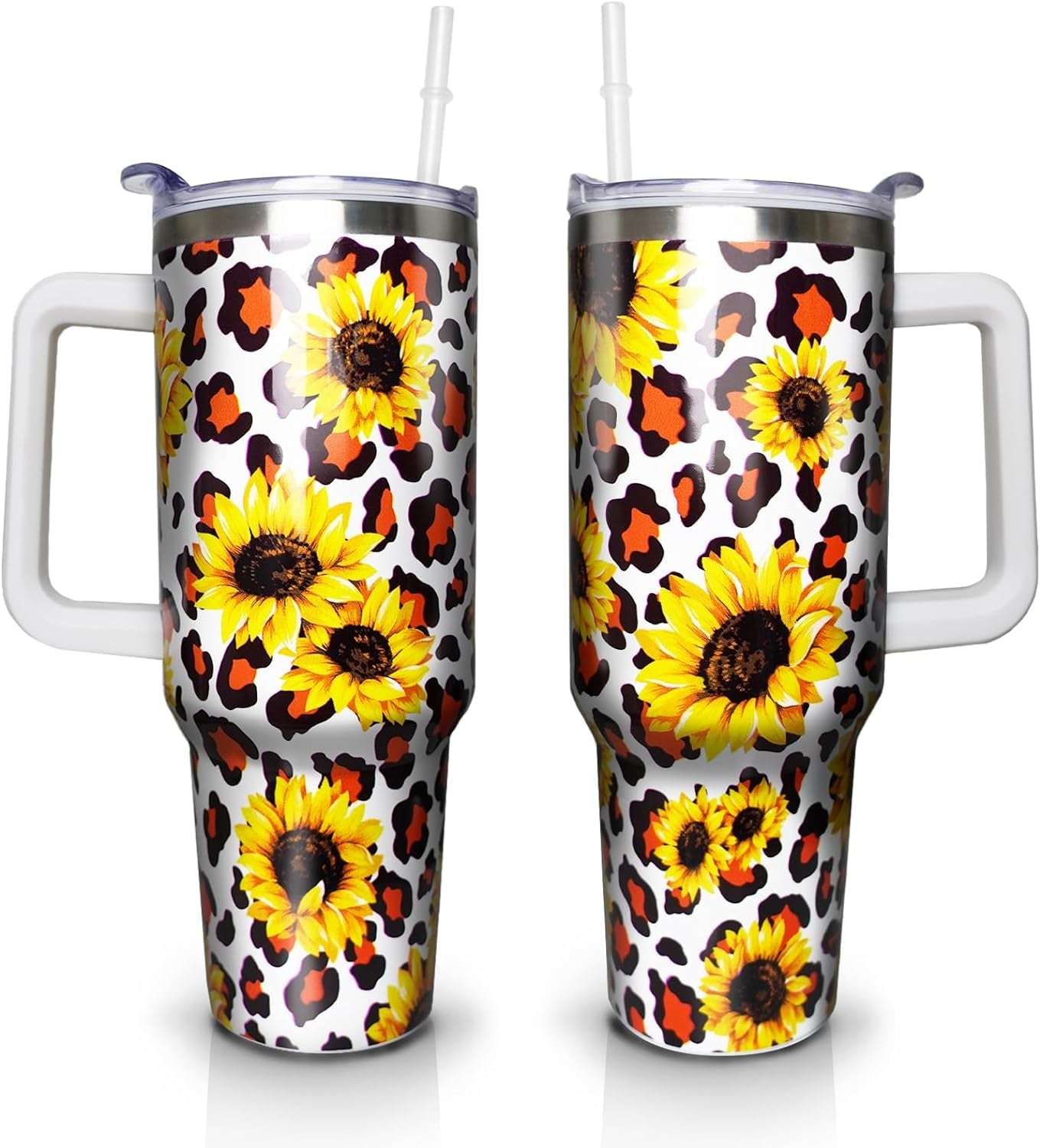 40 oz Tumbler with Handle and Straw Lid, Purple Butterfly Insulated Cup, Double Vacuum Leak Proof Coffee Travel Mug, Flower Stainless Steel Water Bottle Gifts for Women Girls - Insulated Tumbler