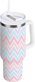 40 oz Tumbler with Handle Lid and Straw Insulated Water Tumbler Stainless Steel Water Cup Mug Bottle Reusable Cup Holder Friendly Polka Dot White - Insulated Tumbler