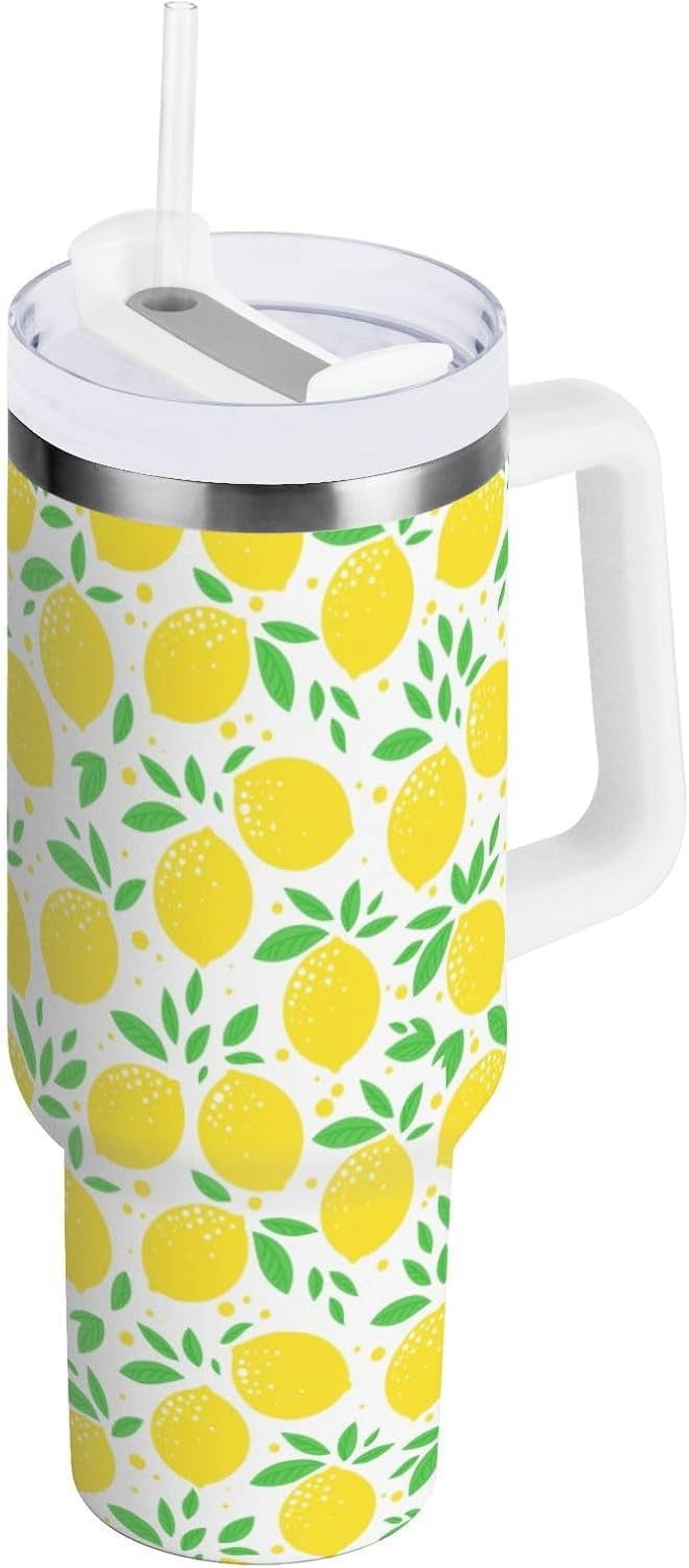 40 oz Tumbler with Handle Lid and Straw Insulated Water Tumbler Stainless Steel Water Cup Mug Bottle Reusable Cup Holder Friendly Polka Dot White - Insulated Tumbler