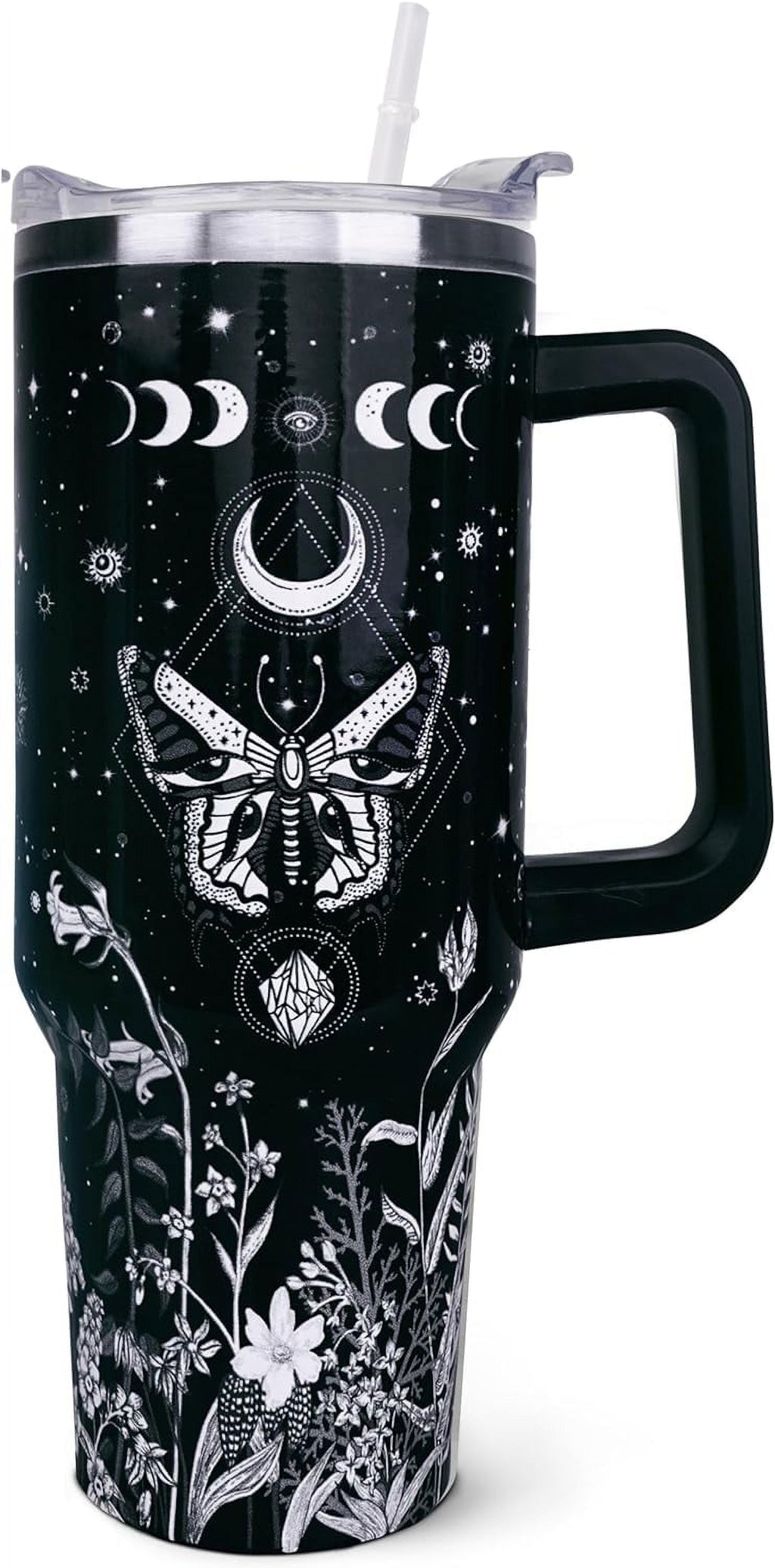 40 oz Tumbler with Handle and Straw, Highland Cow Tumbler with Leak Proof Lid, Reusable Stainless Steel Insulated Travel Coffee Mug, Highland Cow Gifts for Cow Lovers - Tumbler