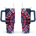 40oz Boho Tie Dye Stainless Steel Flip Straw Tumbler Spill Proof Travel Cup Double Wall Vacuum Insulated Coffee Mug with Top Handle - Tumbler