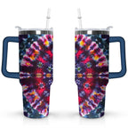 40oz Boho Tie Dye Stainless Steel Flip Straw Tumbler Spill Proof - Reusable Stainless Steel Cup