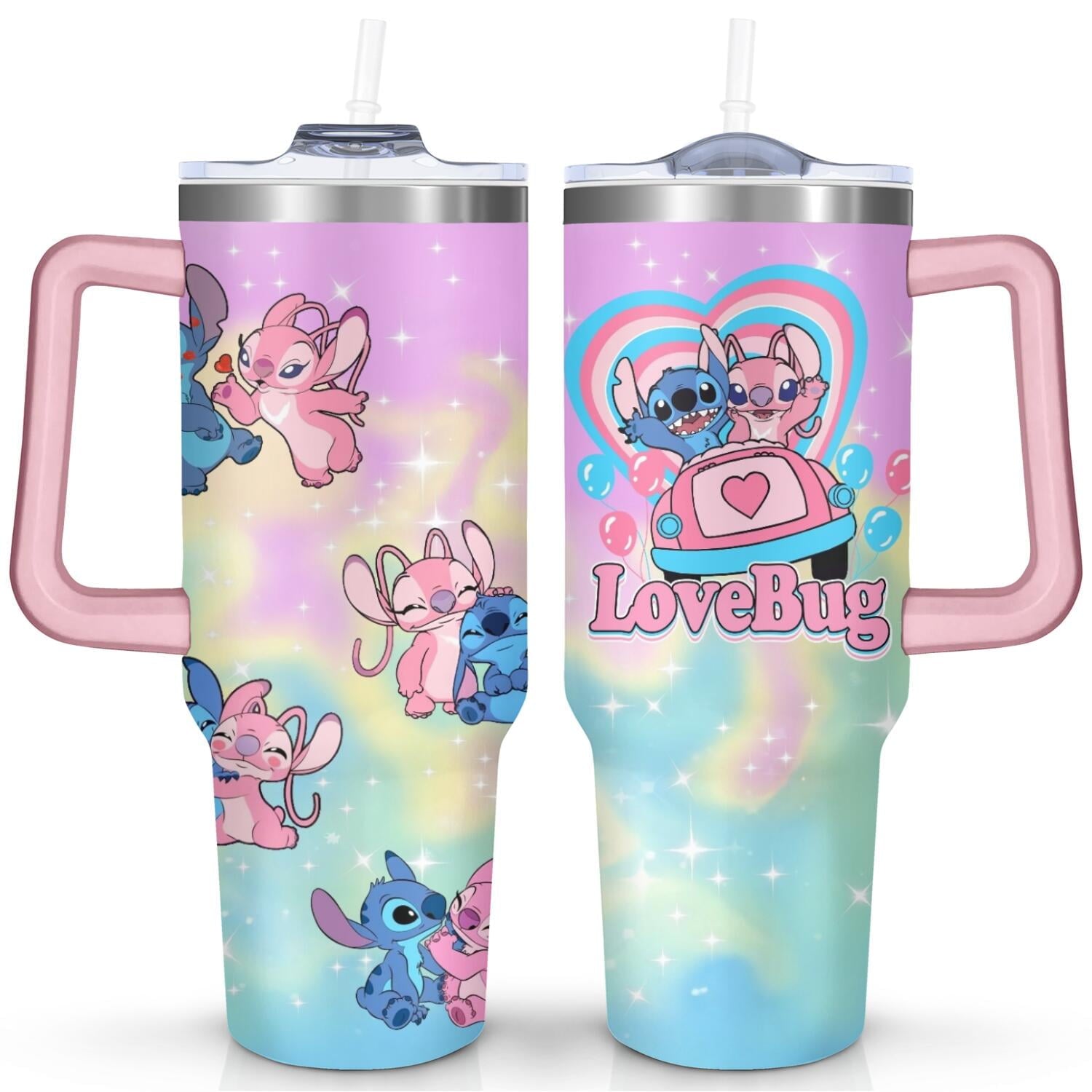 40oz Cartoon Movie Stainless Steel Tumbler with Lid and Straw,Spill Proof Cartoon Travel Cup for Cartoon Lovers Double Wall Vacuum Insulated Coffee Mug with Handle Greenish-blue - Insulated Tumbler