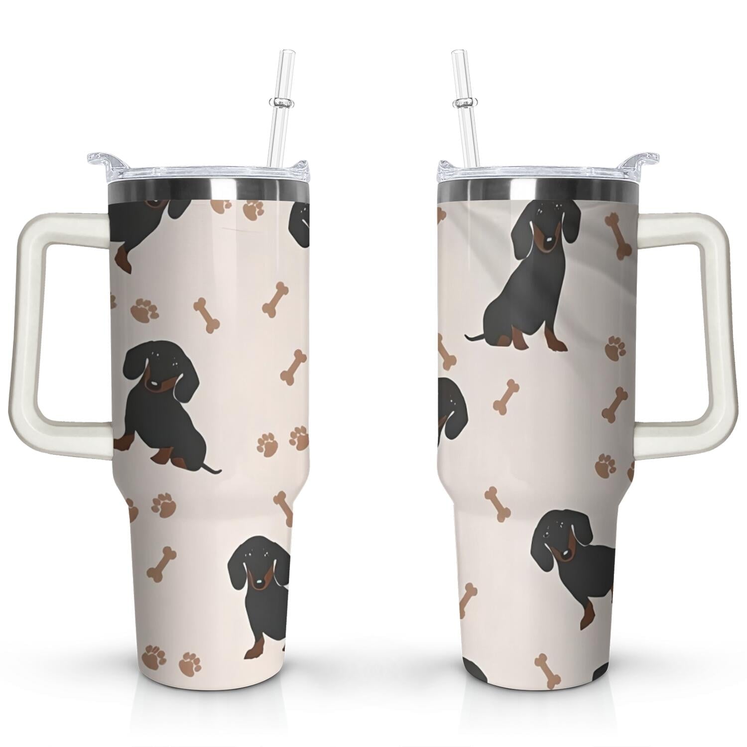 Gift for Dog Lovers Cute Dog Tumbler for Women - 40oz Dog Tumblers with Handle Straw and Lid Tumbler Cup Travel Coffee Mug - Tumbler