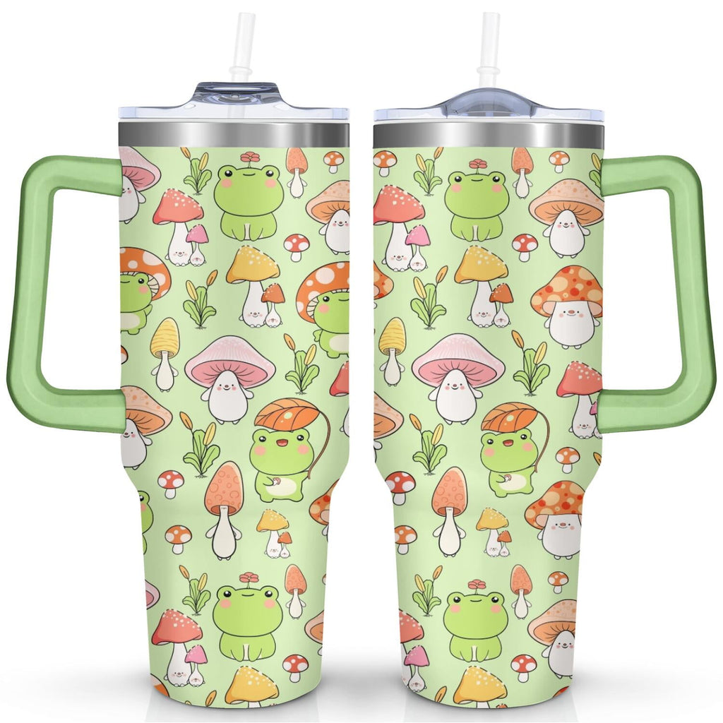 40oz Frog Tumbler with Handle & Straw - Insulated Stainless Steel Travel Mug,Leakproof,Cup Holder Friendly,Dishwasher Safe,for Hot/Cold Drinks.